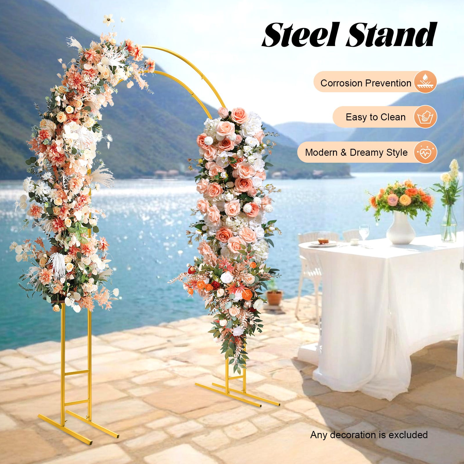 Generic Metal Wedding Arch Stand (Double-Tube, 7.2 ft) 64fpb
