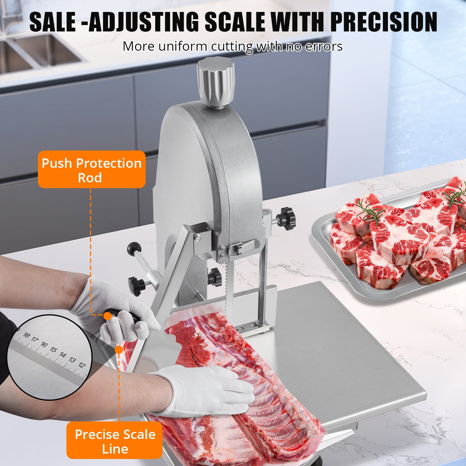 GarveeLife Electric Bone Saw Machine, Commercial Stainless Steel Meat Cutter with 19.3 in x 15 in Table (1500W, 0.16-7.9 in Thickness) cu9ok