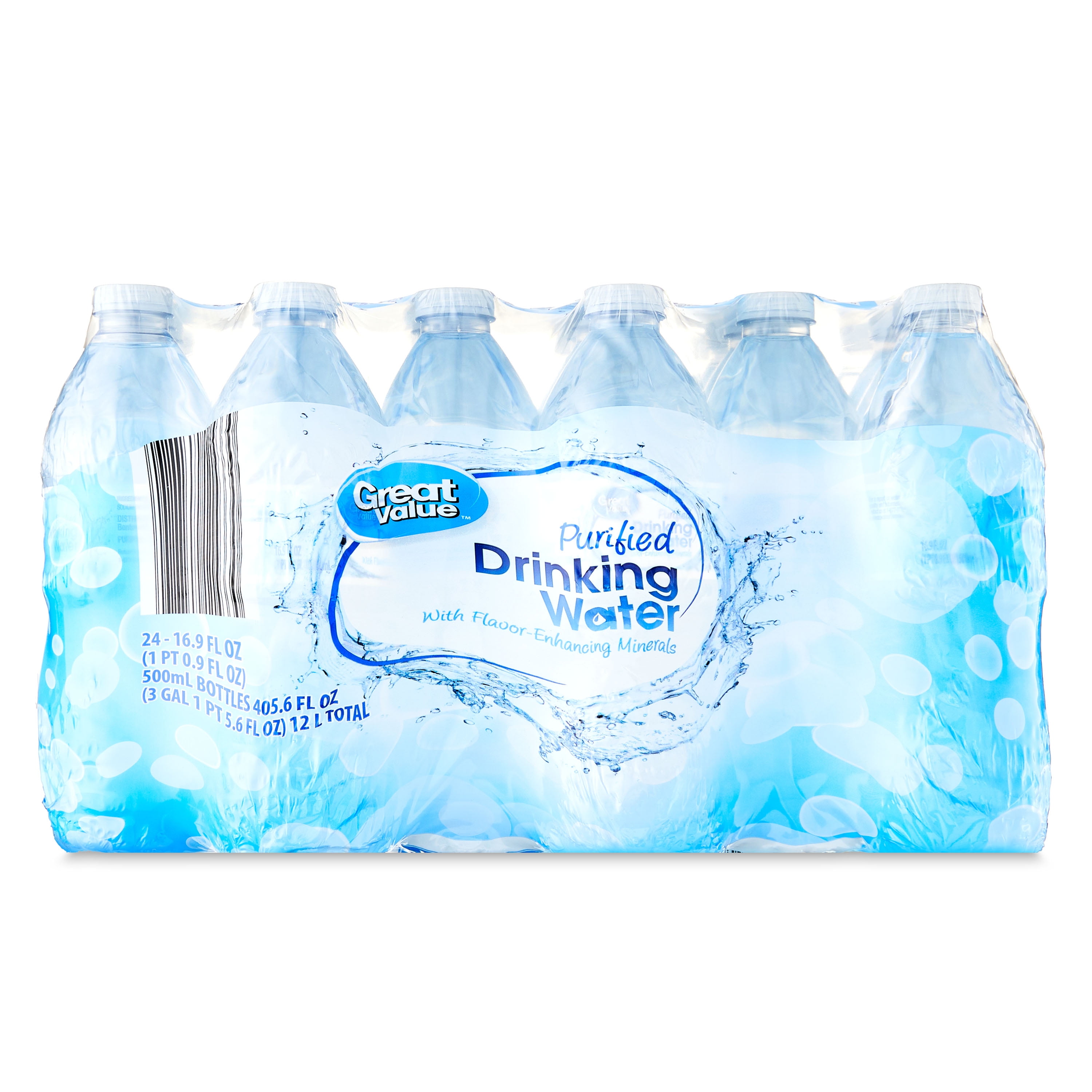 Great Value Purified Drinking Water (Clear, 16.9 fl oz, 24 Pack) tho2u