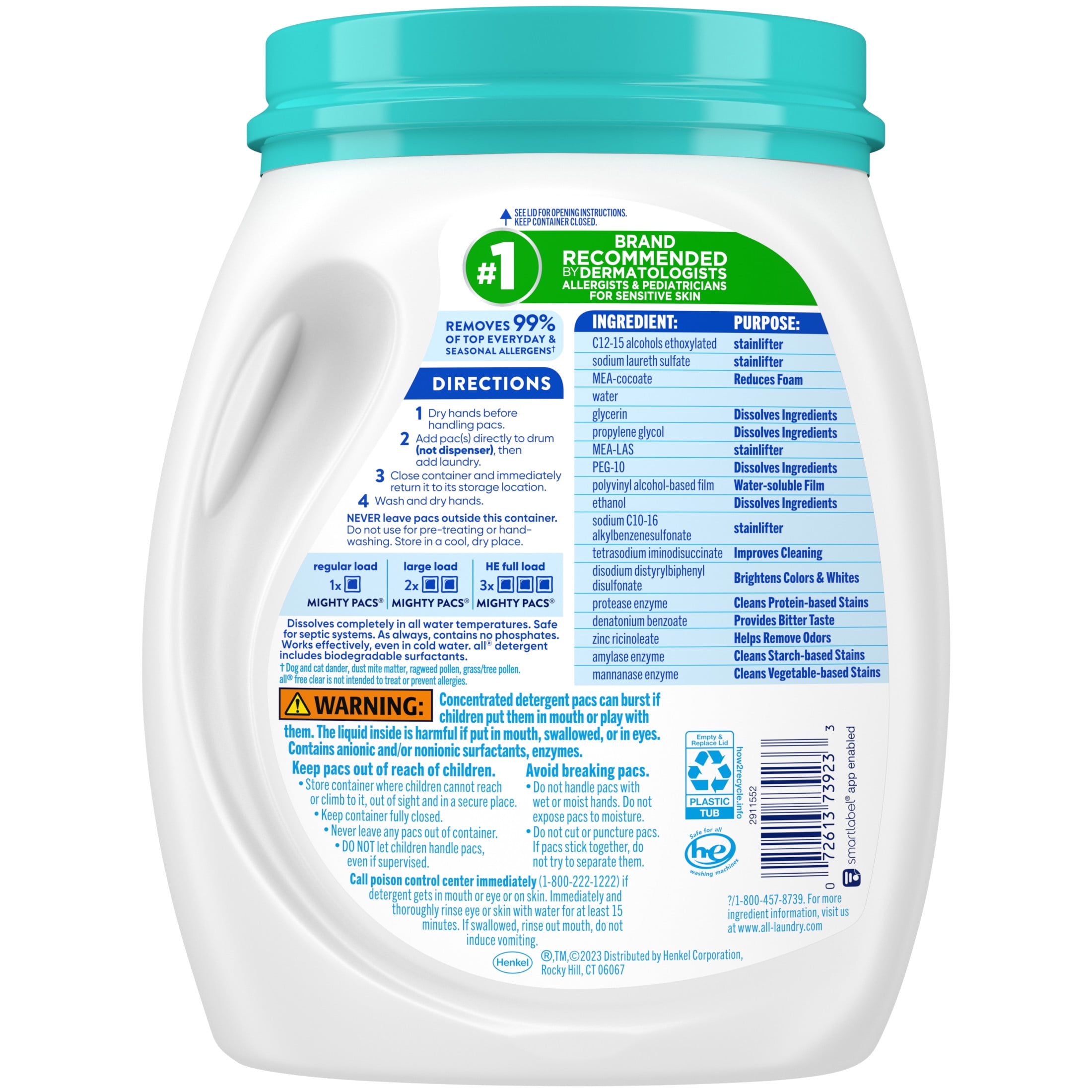 all Free Clear Mighty Pacs Odor Relief Laundry Detergent (Clear, 56 Count) 7yyq4