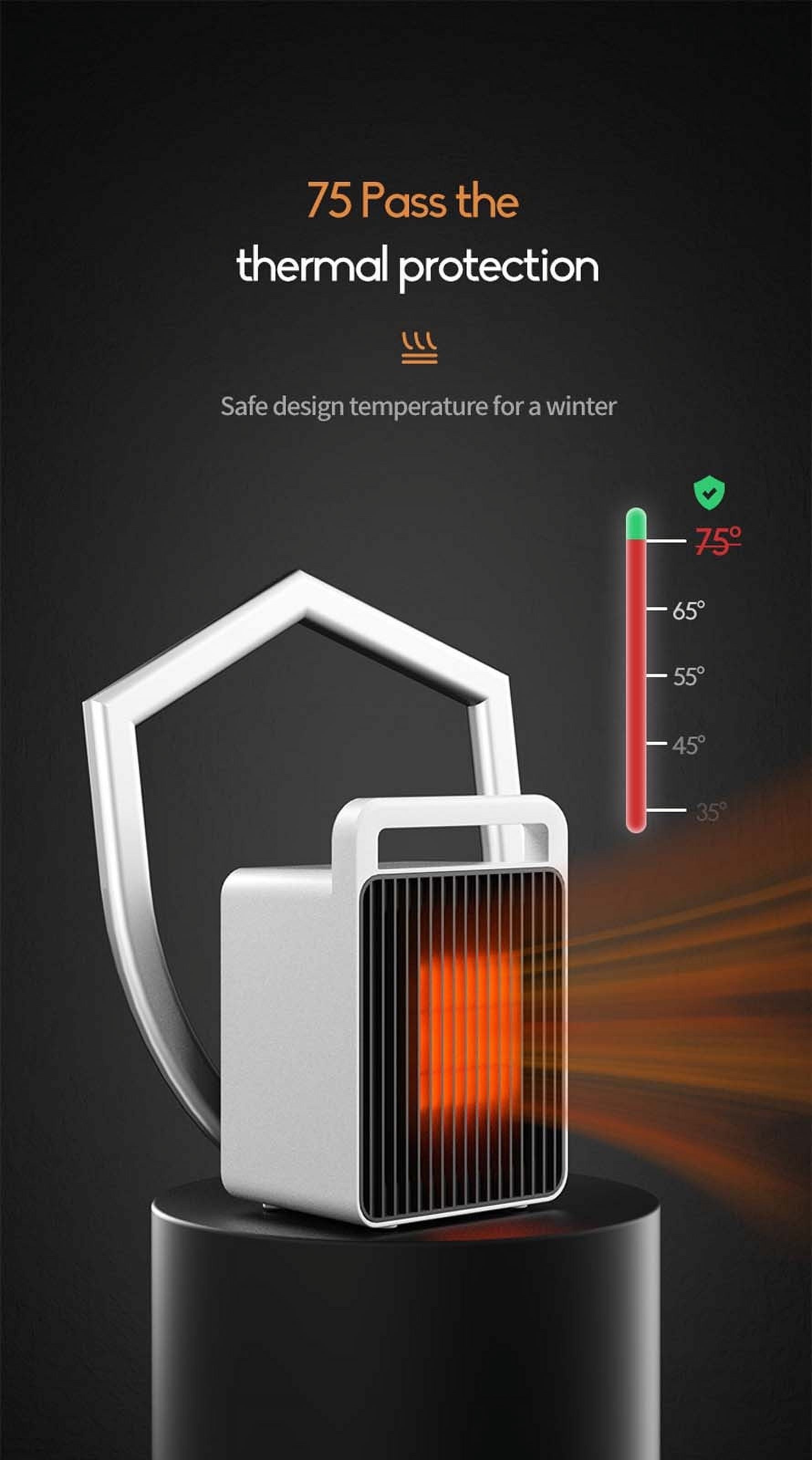 CVLNCYCLING Portable Electric Space Heater with Adjustable Thermostat and Fan Mode (White, 6 in) nuqon