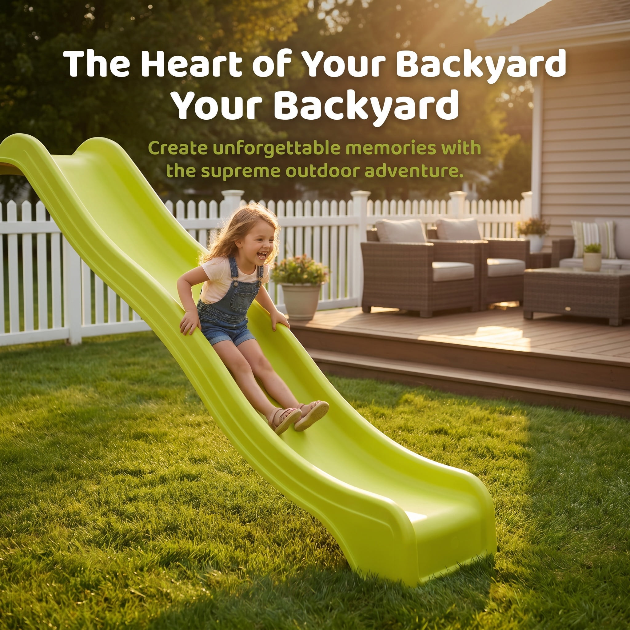 Cozynest Freestanding Kids Slide, Indoor and Outdoor Playground Equipment for Backyard (Green, 93.7 x 72.04 x 56.69 in) 5h4ur