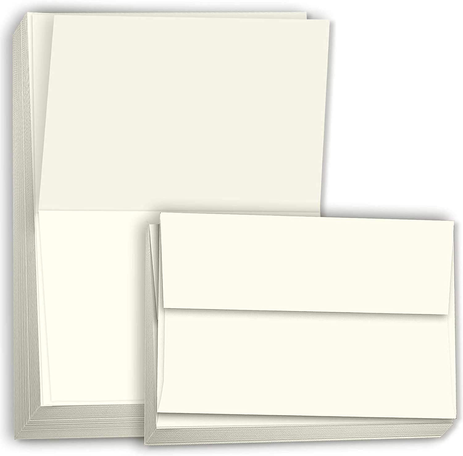 Hamilco Cream White Folded A2 Greeting Card Set with Envelopes (4.25 in x 5.5 in, 100 Pack) y9a2b