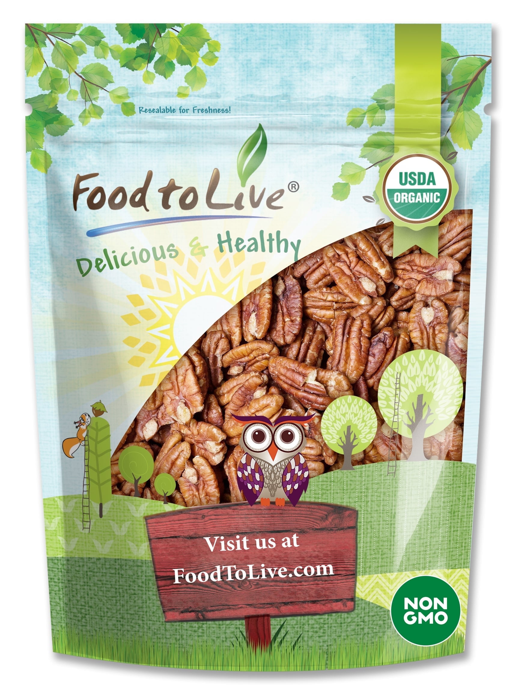 Food to Live Organic Raw Pecan Halves (Unsalted, Non-GMO, 12 oz) 5vyd5