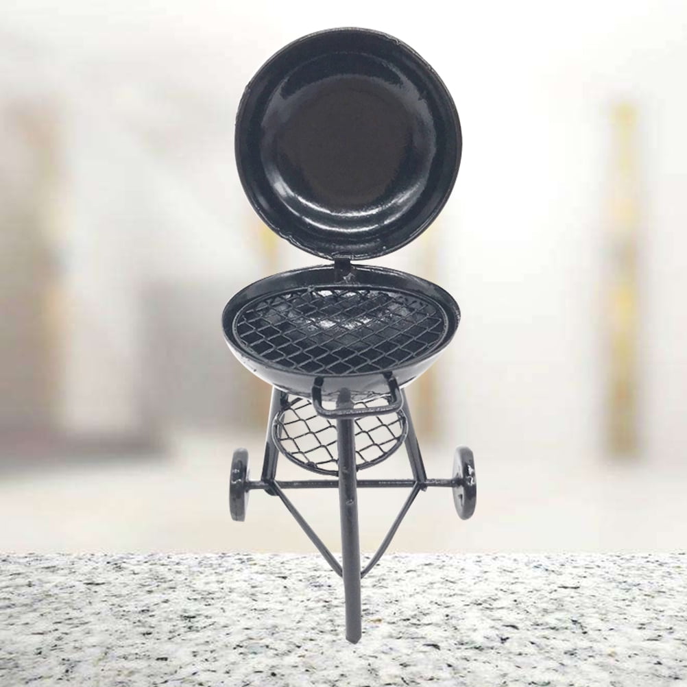 GOOHOCHY Miniature Iron BBQ Grill Decorative Dollhouse Accessory (Black, 1 Pack) eijyg