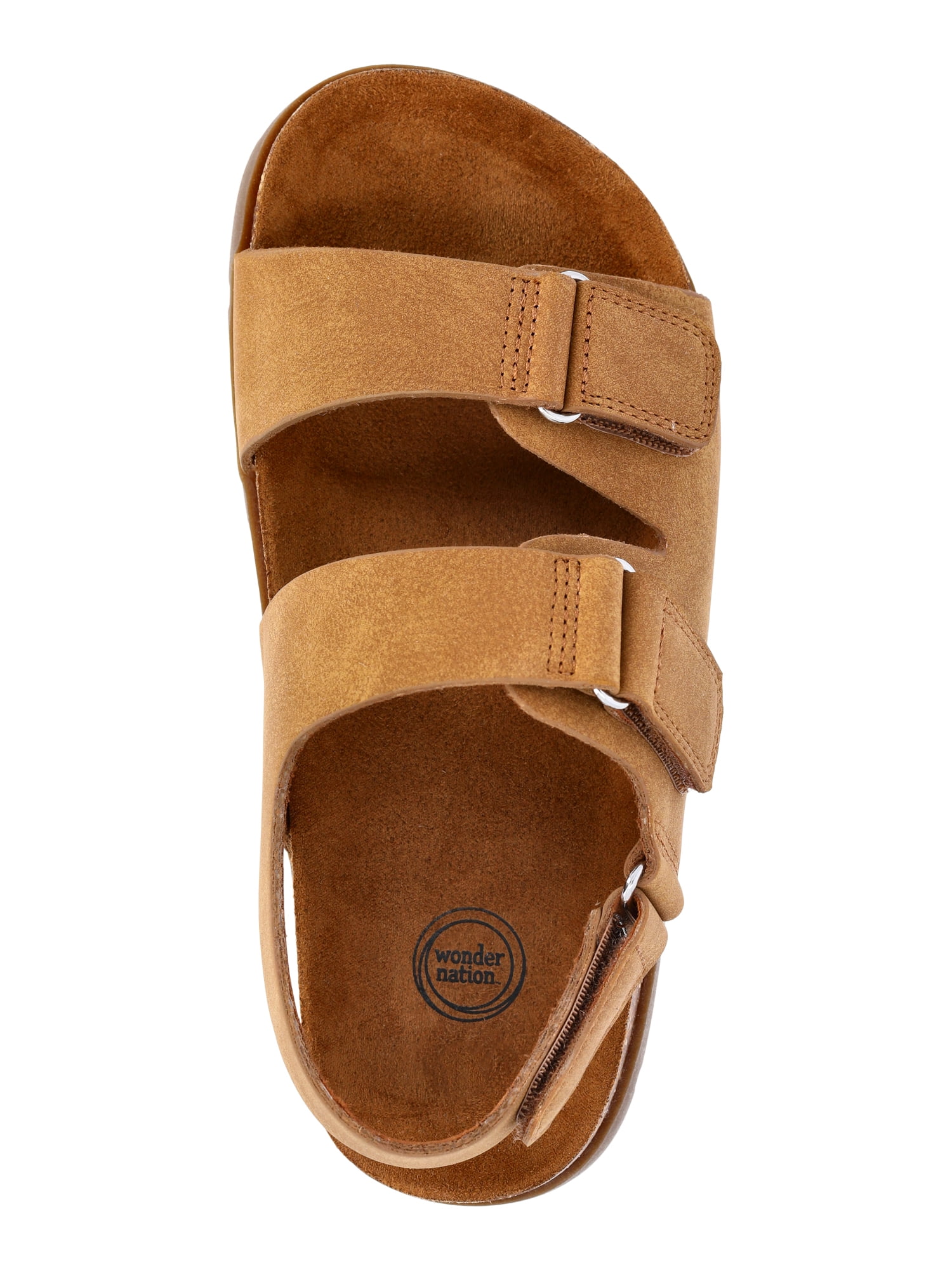 Wonder Nation Boys Two Buckle Sandals Adjustable Strap Comfort Footbed (Brown, 12 Little Kid) cmlm4