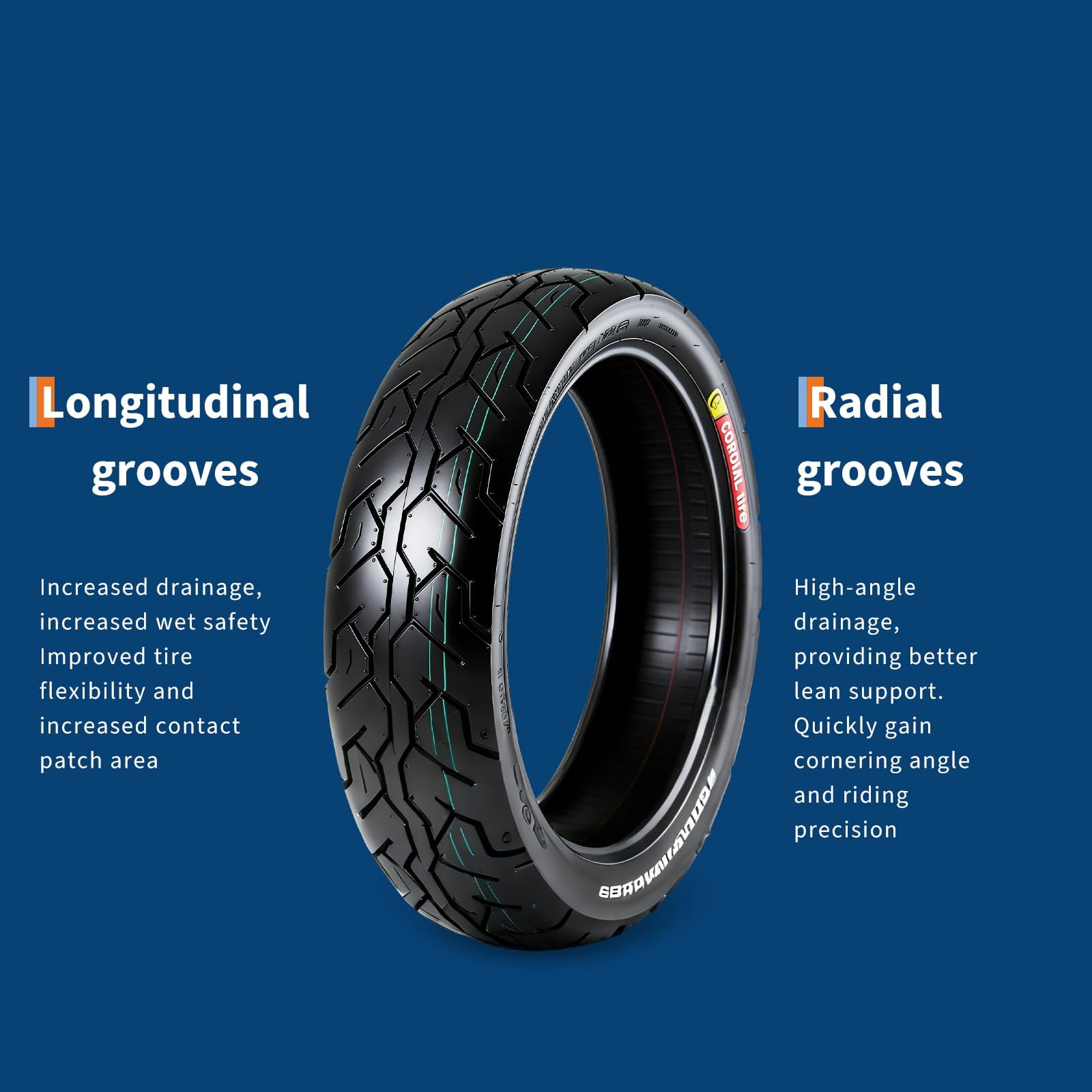 MERXENG 130/70-18 Motorcycle Front Tire, High-Performance Street Tire for Cruiser & Touring (Black, 18 in) mclvm