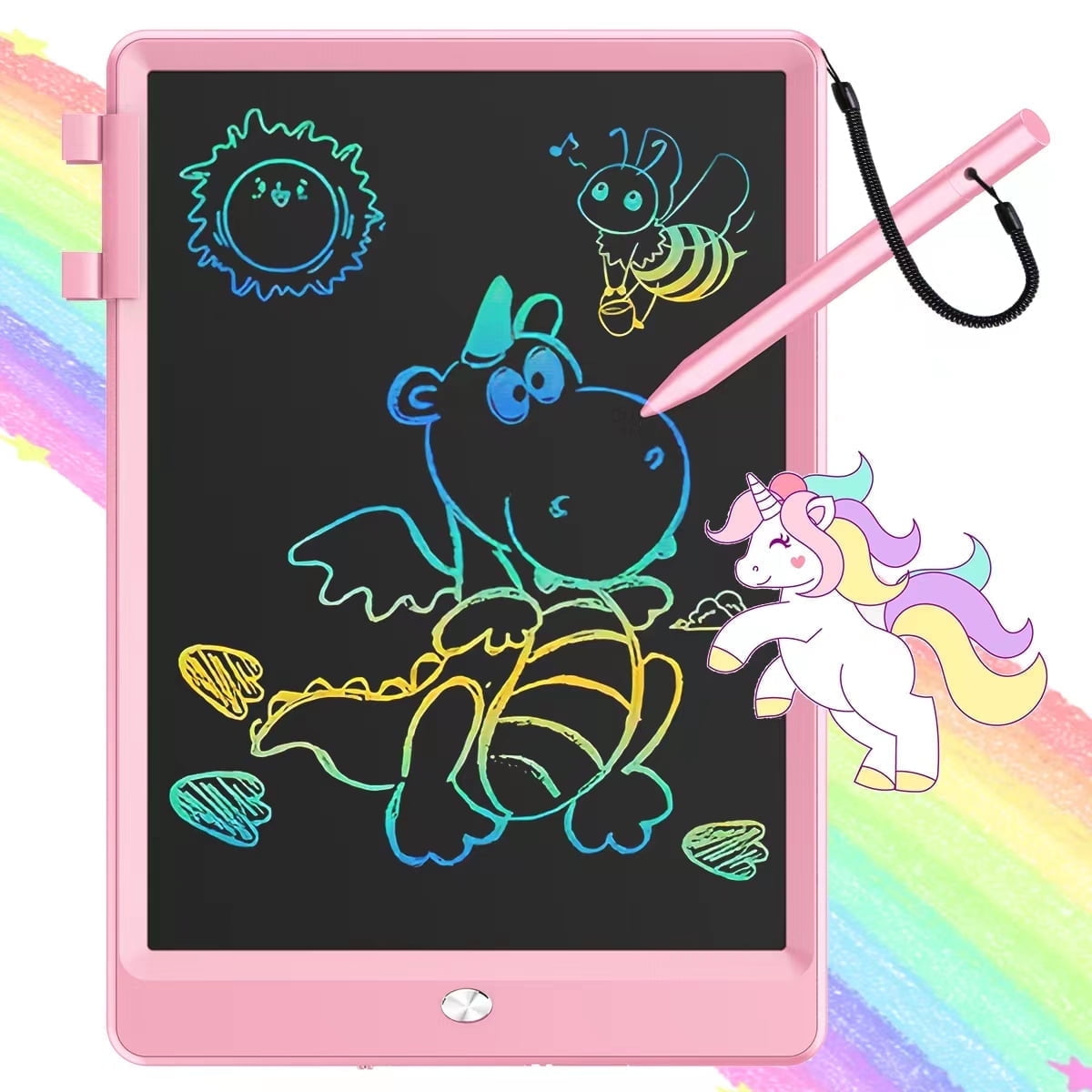 Xueyu LCD Writing Tablet for Kids, 10 Inch Reusable Doodle Board, Educational Drawing Pad for Travel (Pink, 10 in) z8mia