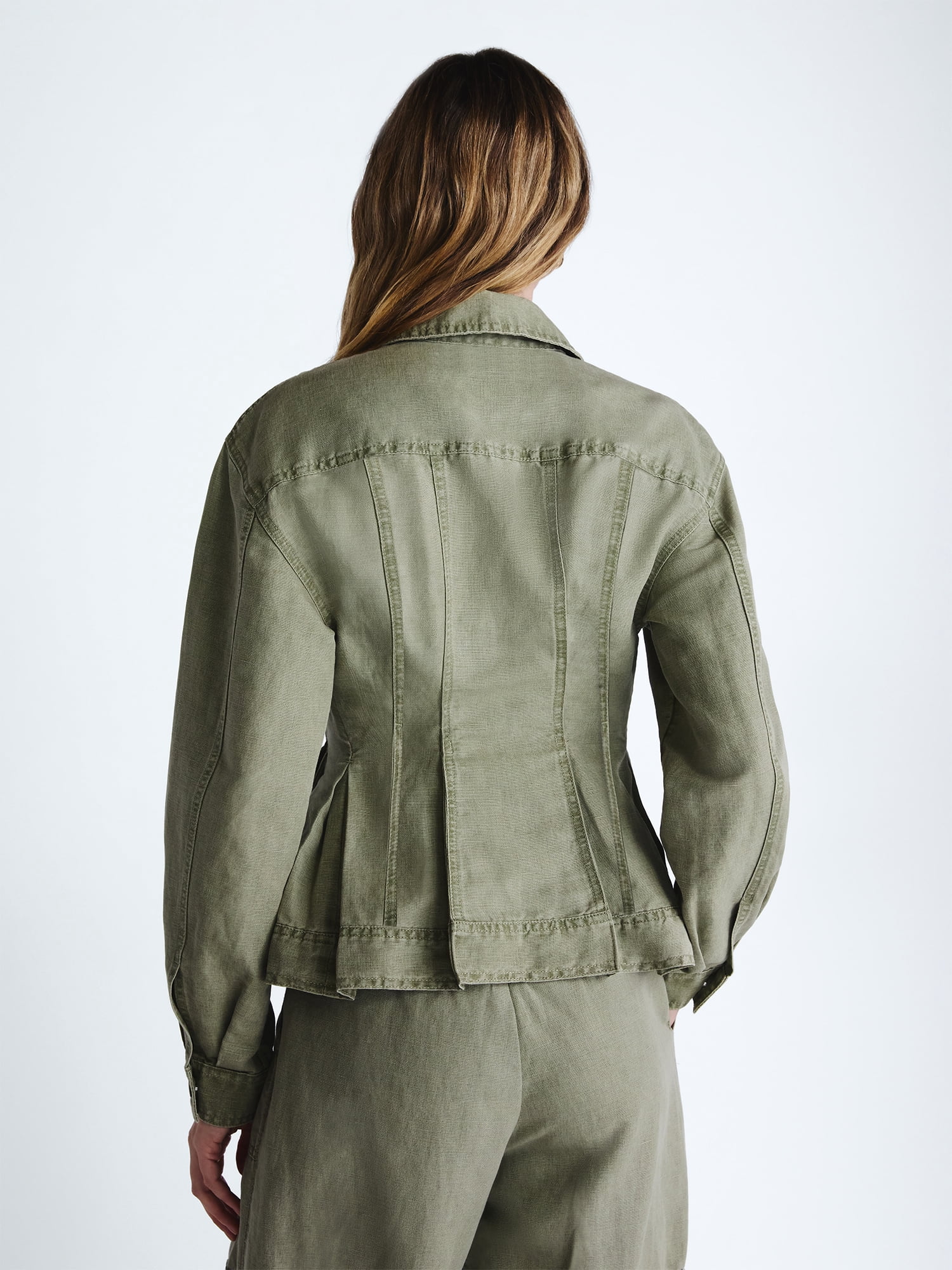 Scoop Women's Peplum Trucker Jacket, Relaxed Fit Button-Down Utility Outerwear (XS) uq02f