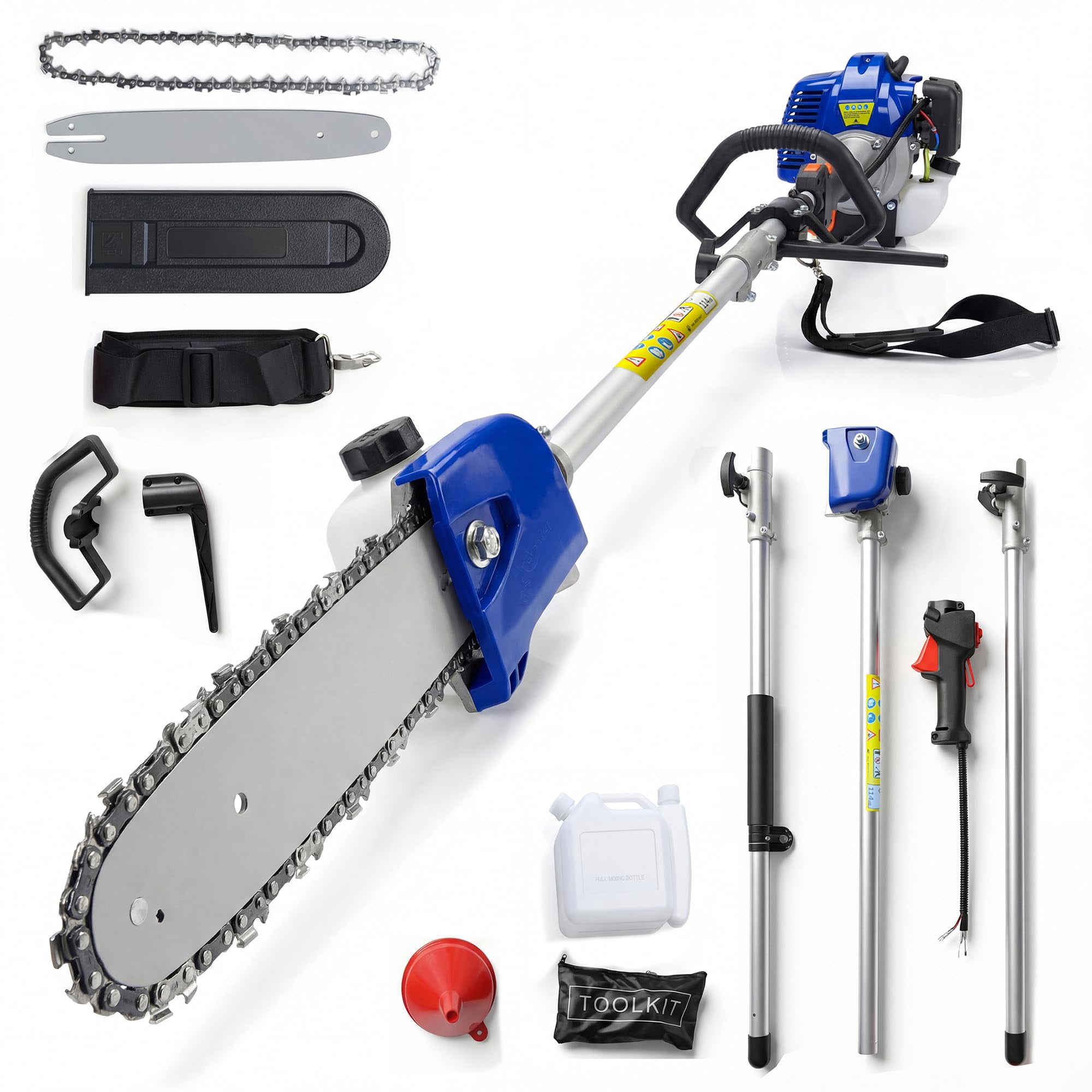 GOGRANT 43CC Gas Powered Pole Saw, 2-Stroke Engine with 12-in Bar, Anti-Vibration Handle for Tree Trimming and Branch Removal (12-in) jcklh