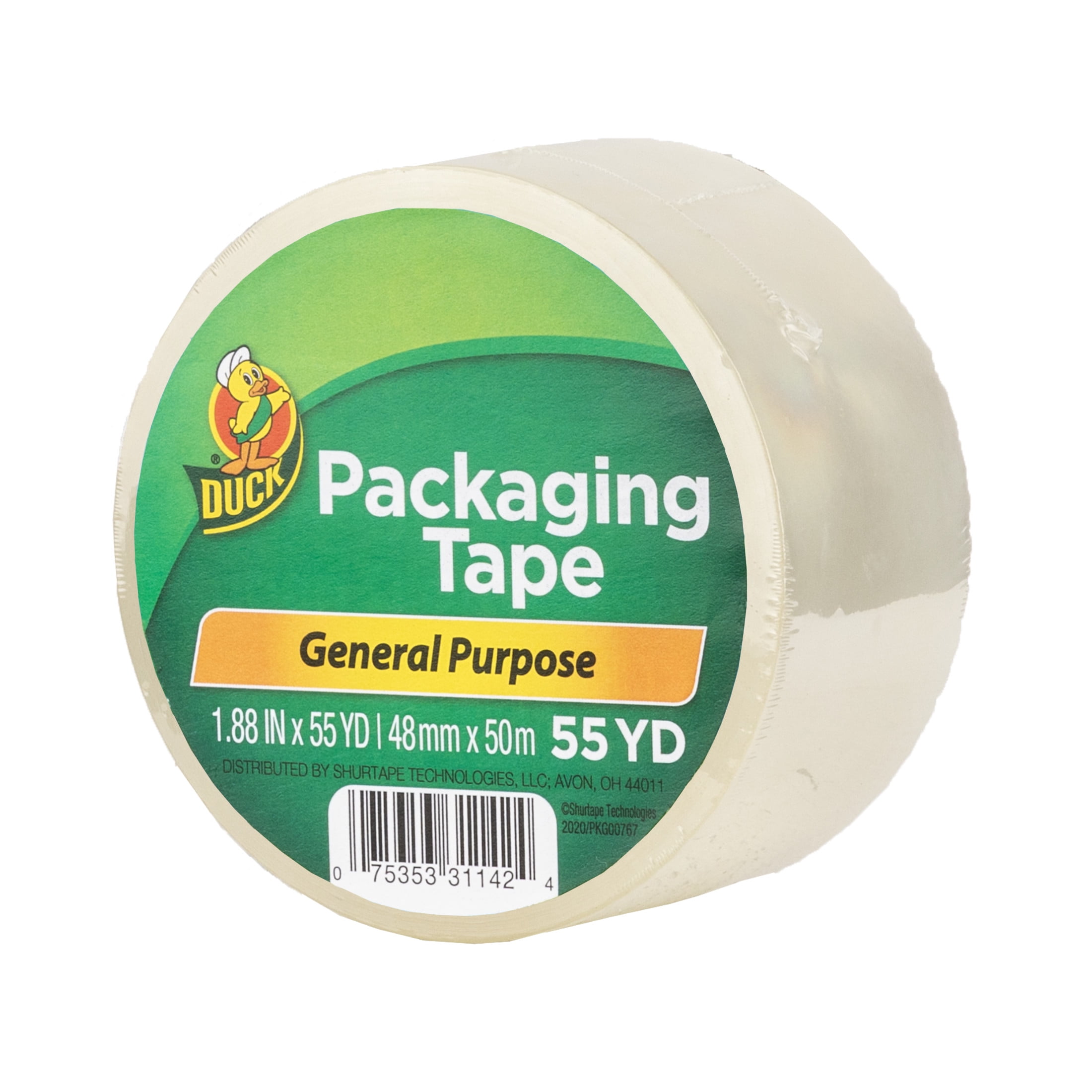Duck Brand General Purpose Packaging Tape, Clear, Heavy-duty Adhesive for Moving and Shipping (2 Pack, 1.88 in. x 55 yd.) 4levg