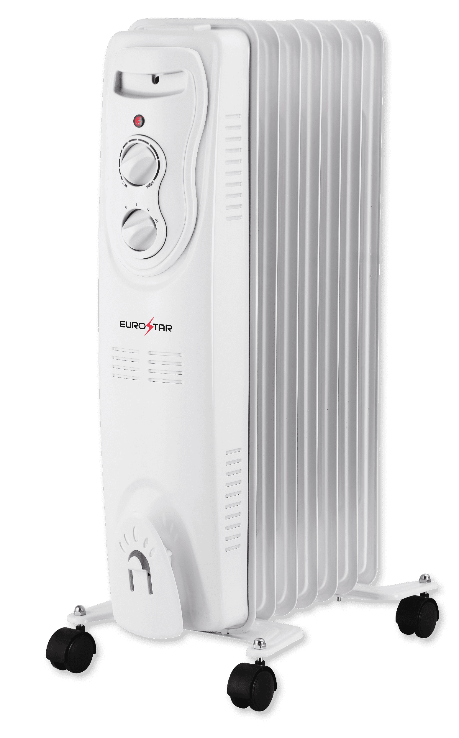 EUROSTAR Oil-Filled Radiant Heater, Silent Operation Adjustable Thermostat (White, 7-Fin) ex27w