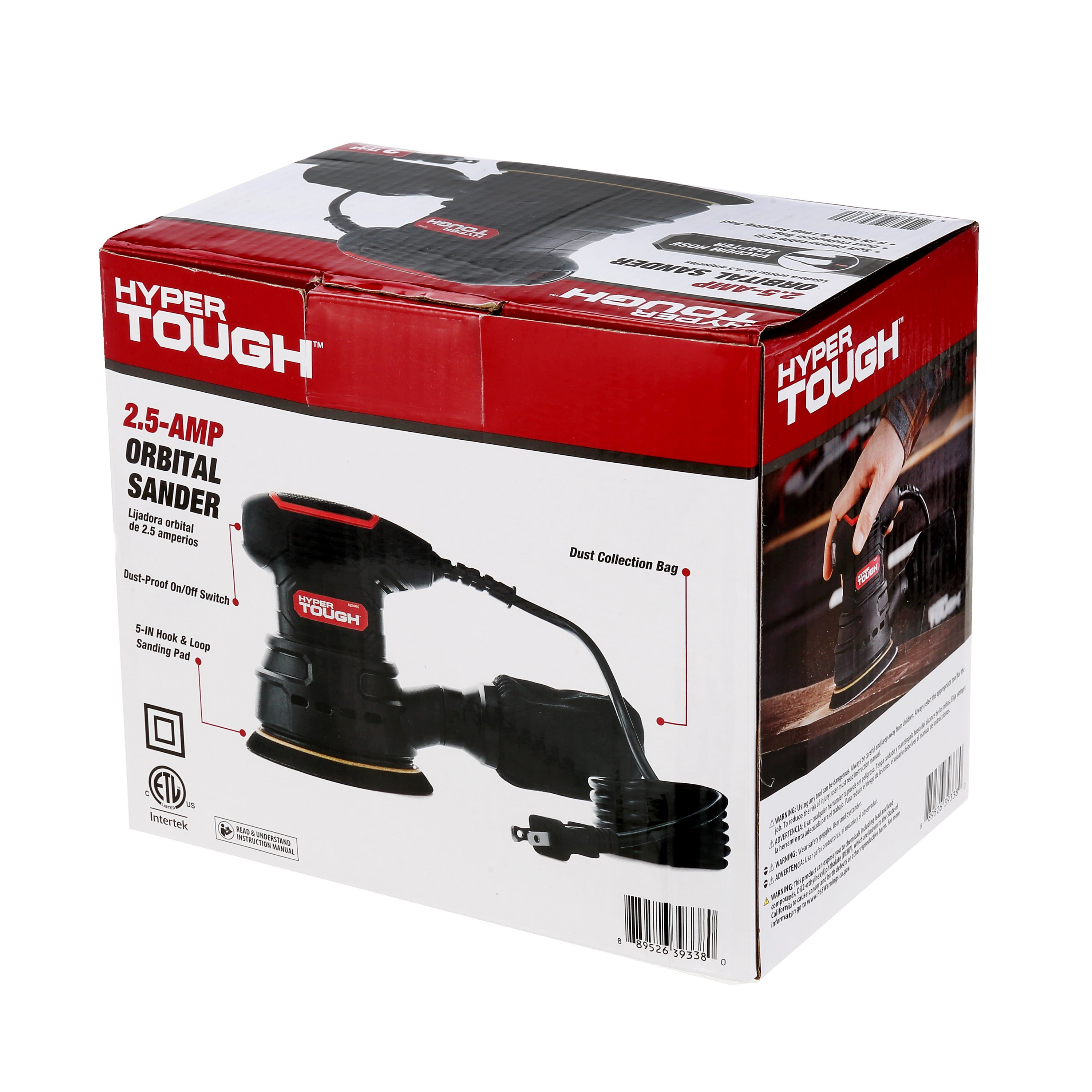 Hyper Tough 2.5 Amp Corded 5 inch Orbital Sander with Dust Collection System and Sanding Sheets (5 in) hva7x