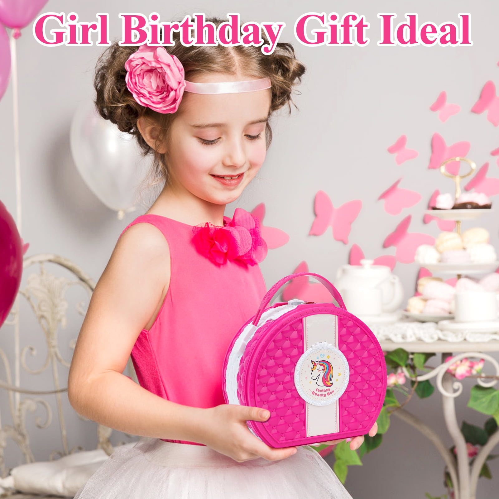 Sendida Kids Makeup Kit Washable Cosmetic Set for Girls (Rose Pink, 66 Piece Set) qav8x
