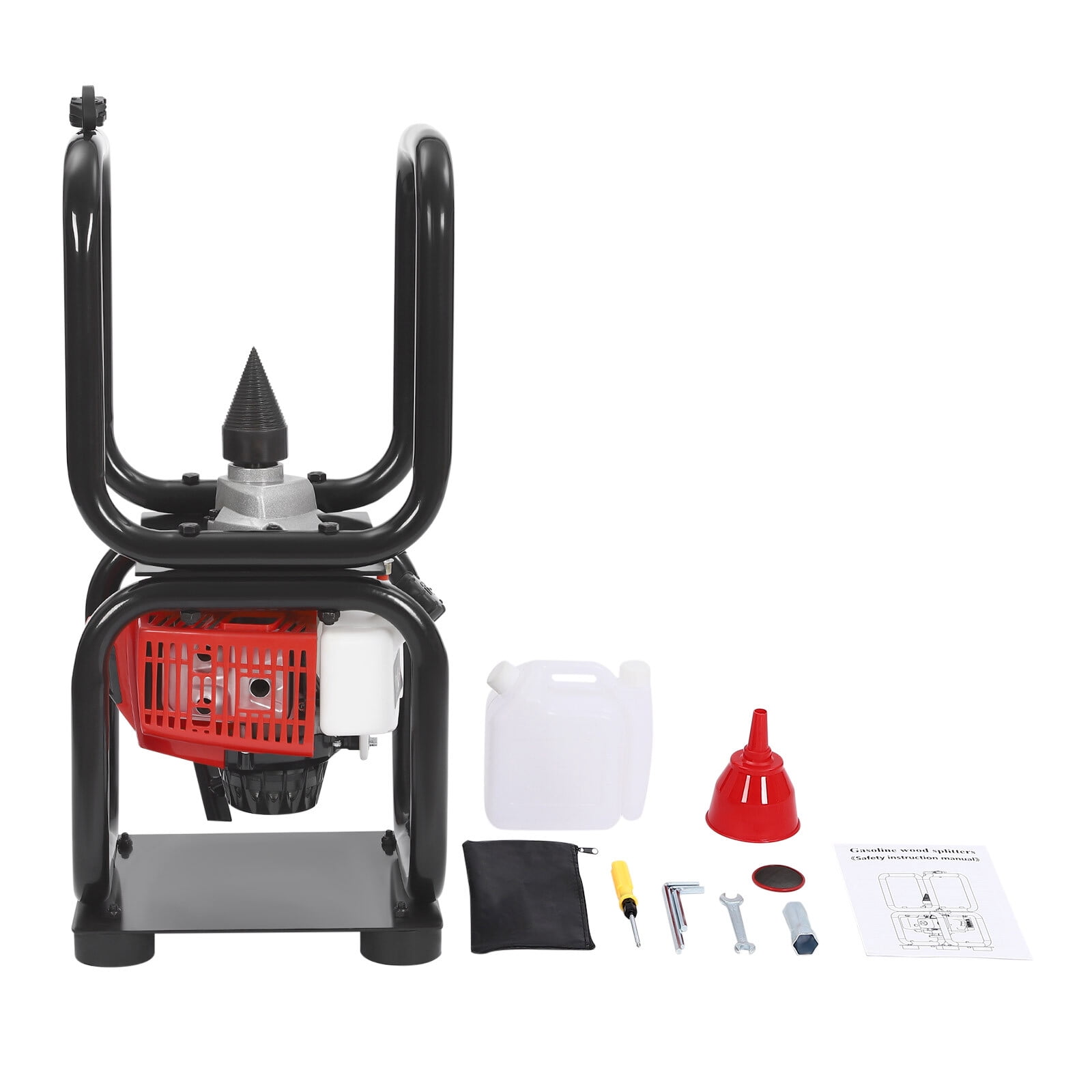 Generic 3.4HP 64CC Gas Powered Log Splitter Cone Drill Firewood Processor (Black, 0.4 gal) vzvqw
