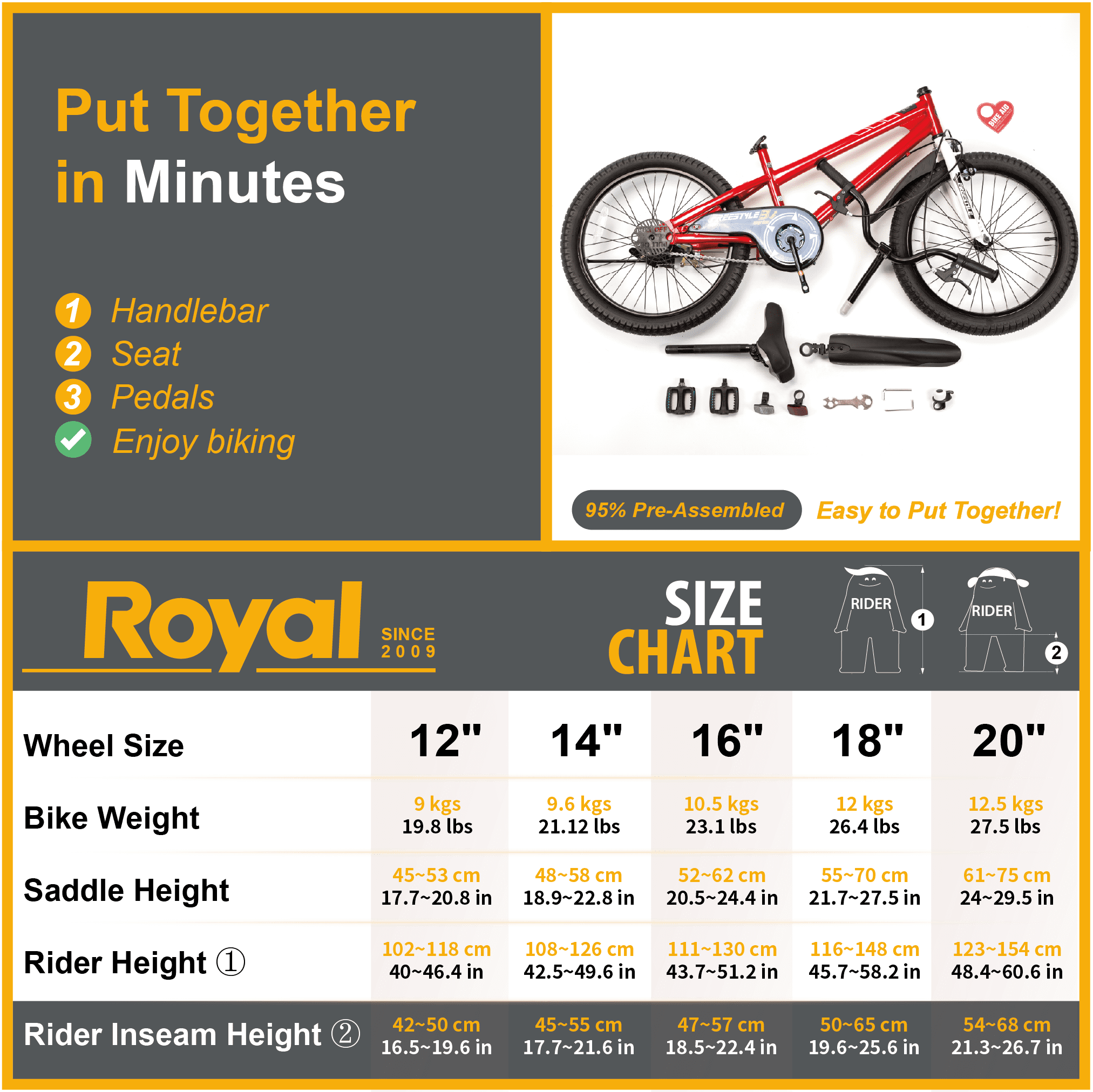 Royalbaby Freestyle Kids Bicycle, Durable Steel Frame with Training Wheels (Red, 20 in) alub6