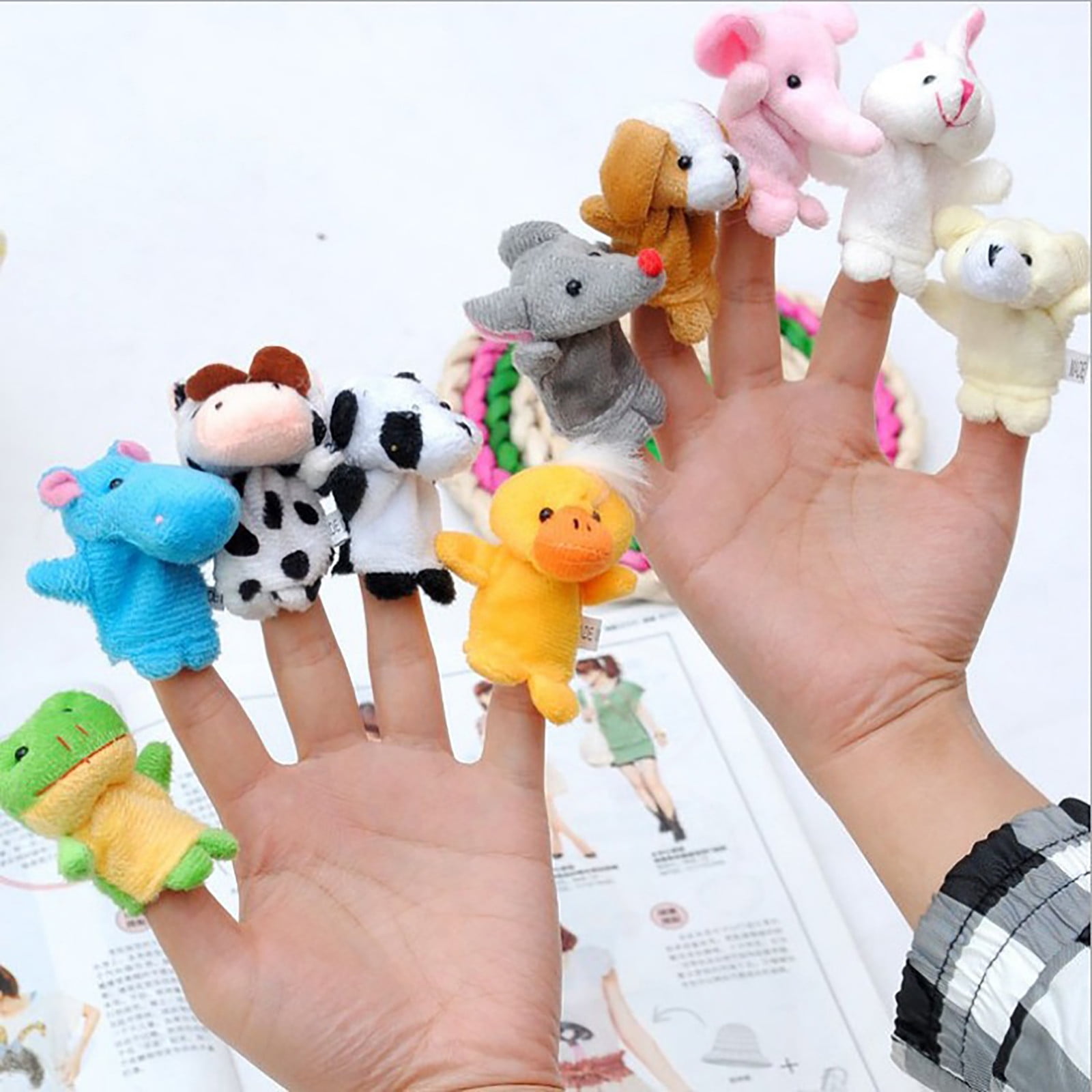 IGEED Finger Puppets Soft Velvet Hand Puppets for Storytelling and Classroom Play (10 Pack, 2.76 in) q4yug