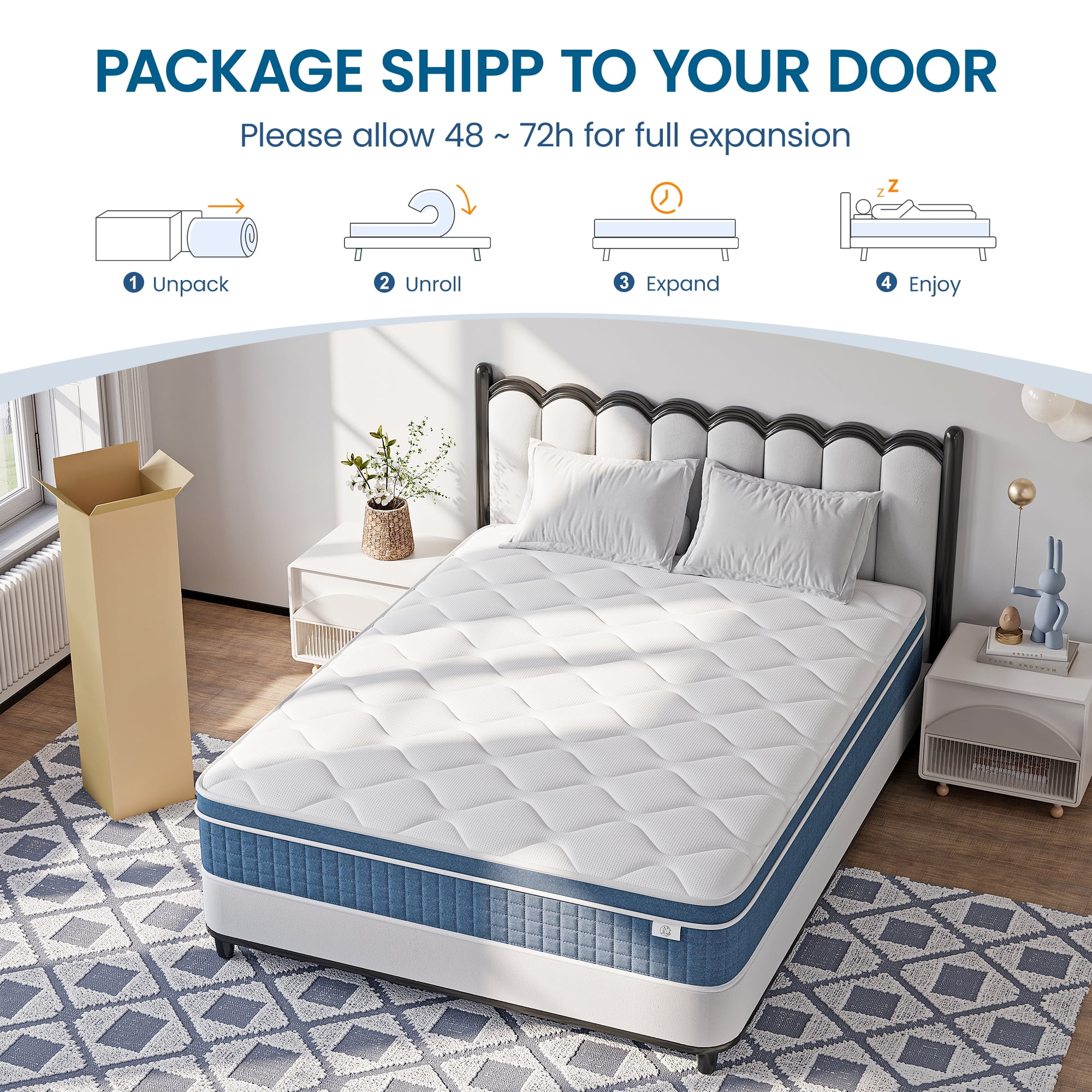 Neche 10 in Twin Hybrid Mattress, Memory Foam and Pocket Spring Bed with Medium Feel (Twin, 10 in) px33c