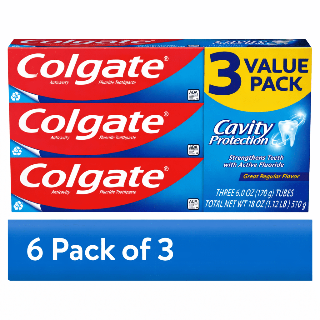 Colgate Cavity Protection Fluoride Toothpaste, Anticavity Formula, Regular Flavor (6 oz, 6 Pack) alfz1