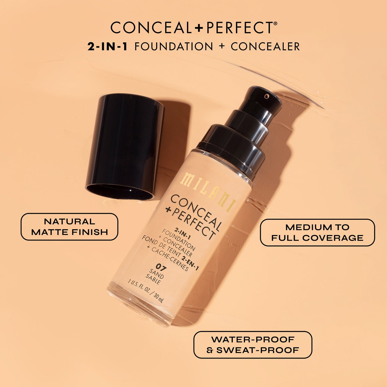 Milani Conceal + Perfect 2-in-1 Foundation + Concealer (Light Beige, 1 fl oz) ni0jt