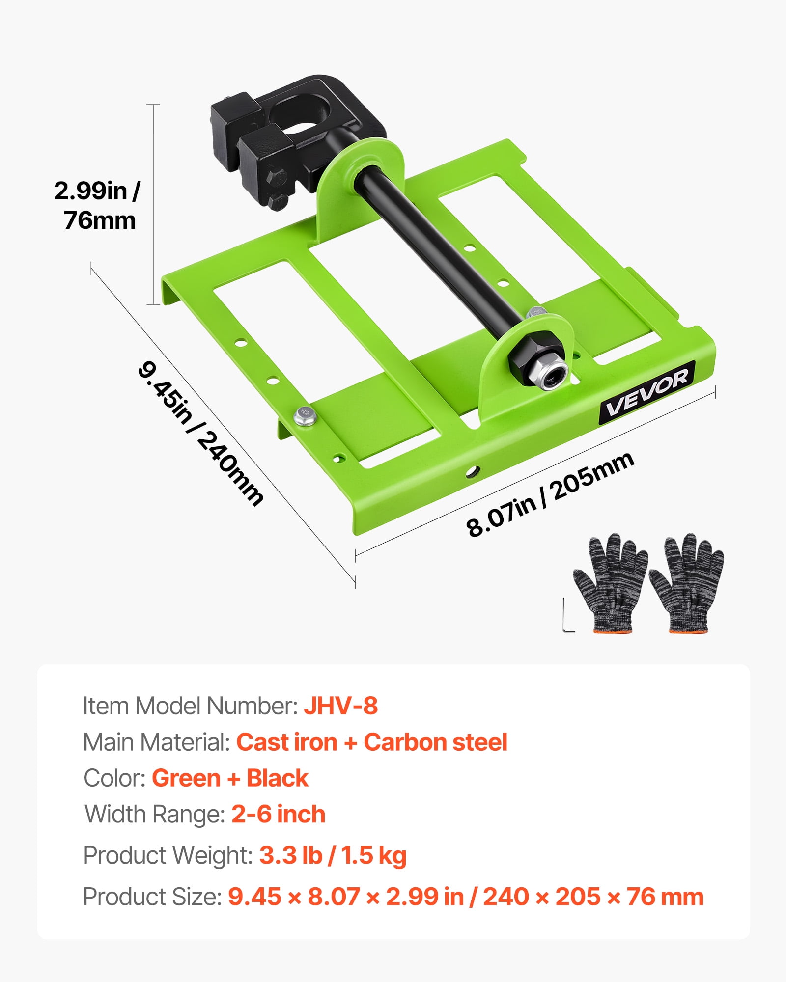 VEVOR Chainsaw Mill, Vertical Lumber Cutting Guide, Adjustable Timber Attachment for Woodworking (Green, 2-6 in Width) rq9tp