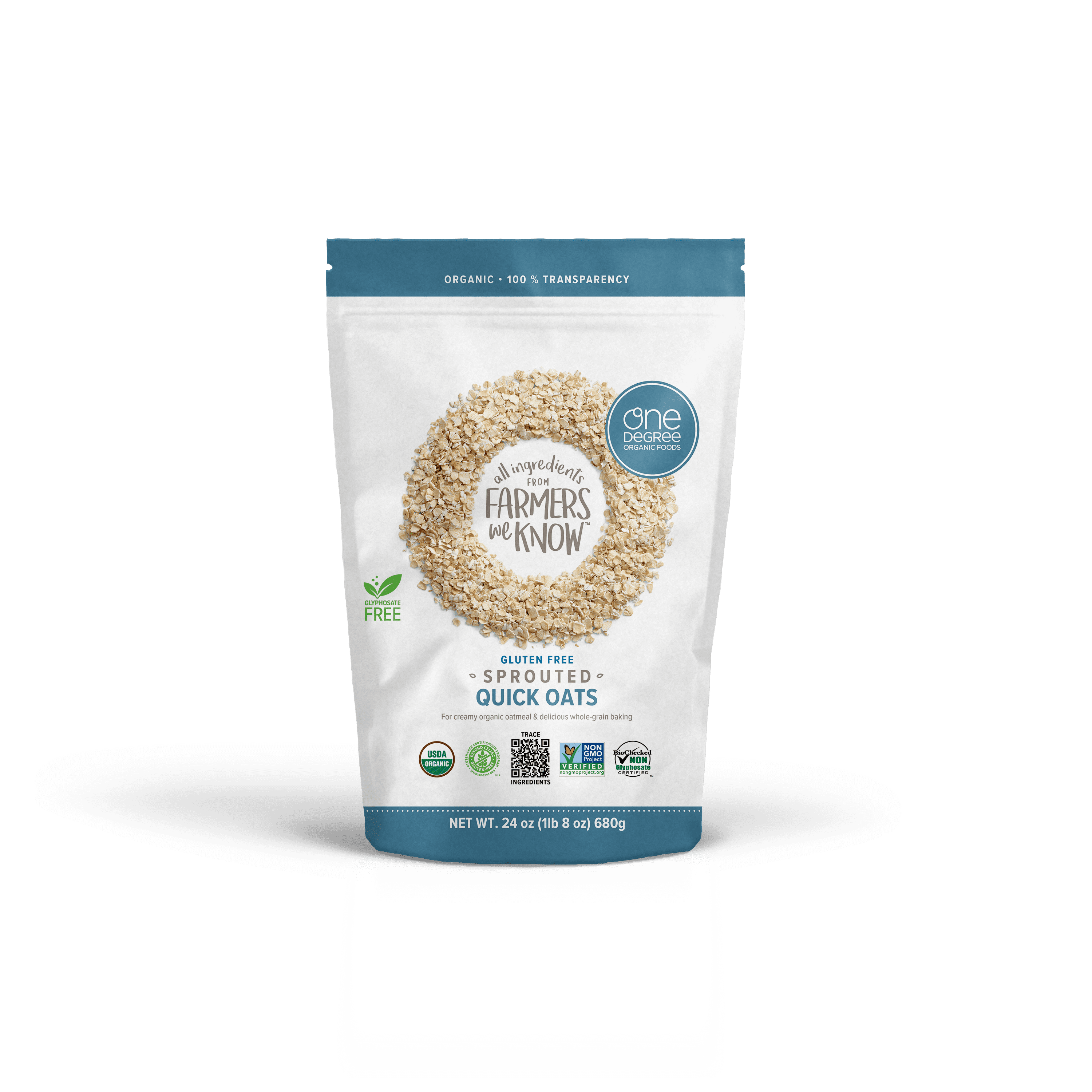 One Degree Organics Sprouted Quick Oats, Gluten-Free Whole-Grain Oatmeal (24 oz) rswsj