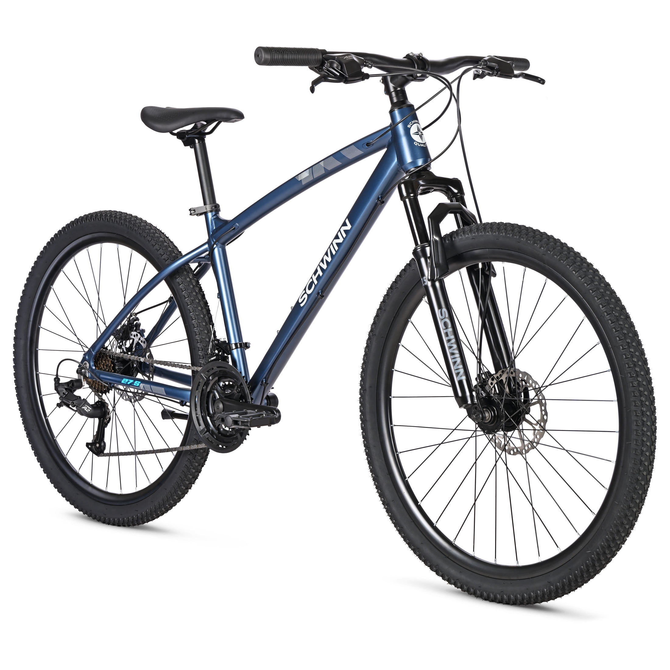 Schwinn High Timber Sport Mountain Bike, Aluminum Frame, 21-Speed Drivetrain, Off-Road Trail Performance (Blue, 27.5 in) 8mnit