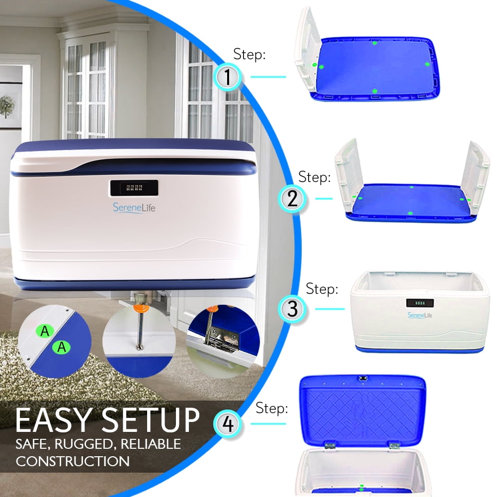 SereneLife Secure Locking Storage Bin with Combination Lock (White, 8 Gallon) 0tfph