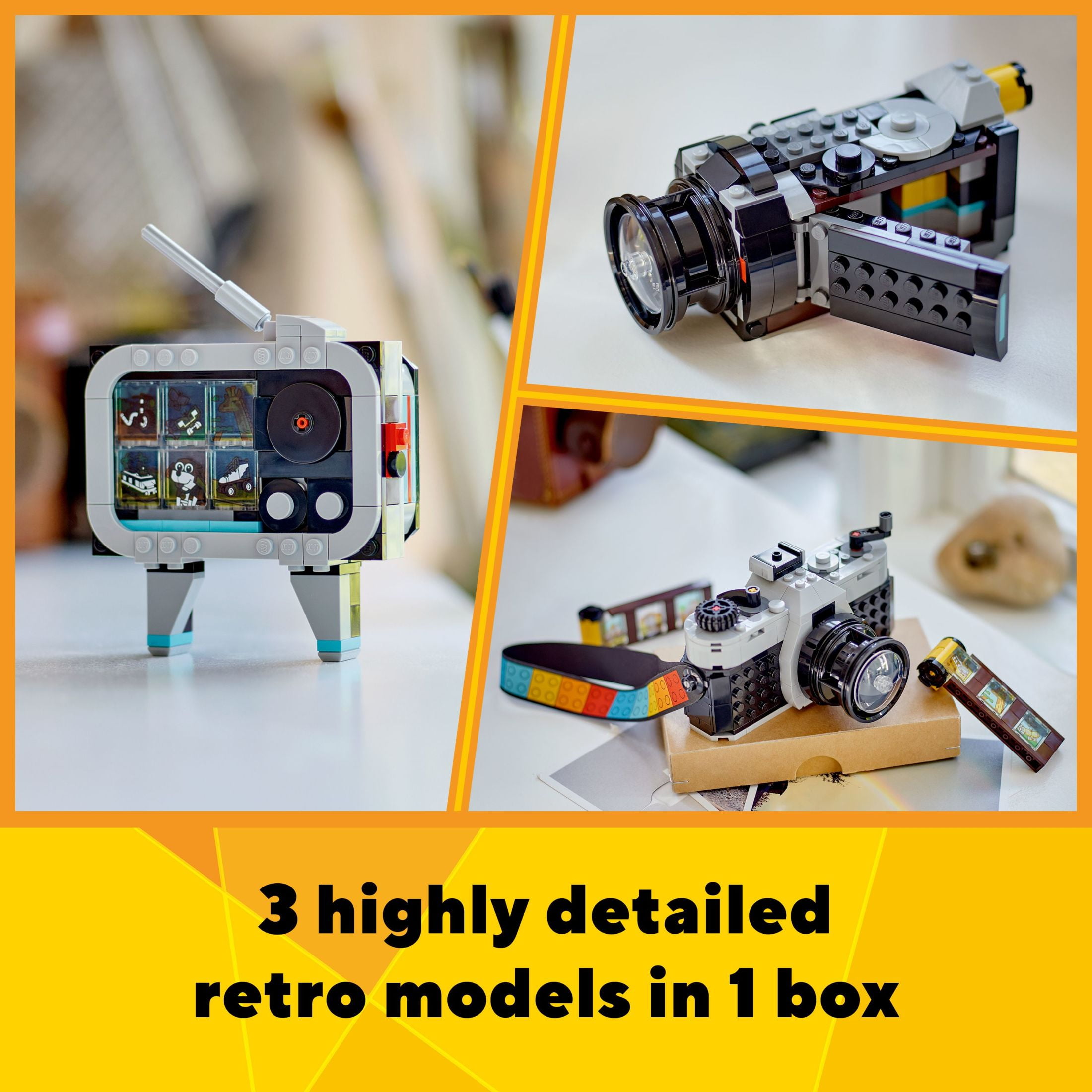 LEGO Creator 3-in-1 Retro Camera Building Set with Retro Video Camera and TV Models (261 Pieces) pqeq5