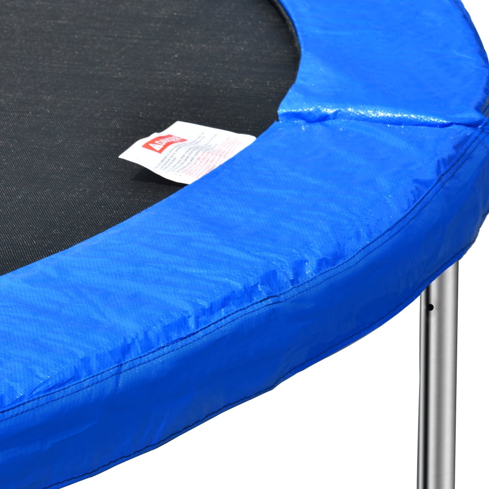 JINS & VICO Outdoor Trampoline with Basketball Hoop and Safety Enclosure (Blue, 14 ft) vekyb