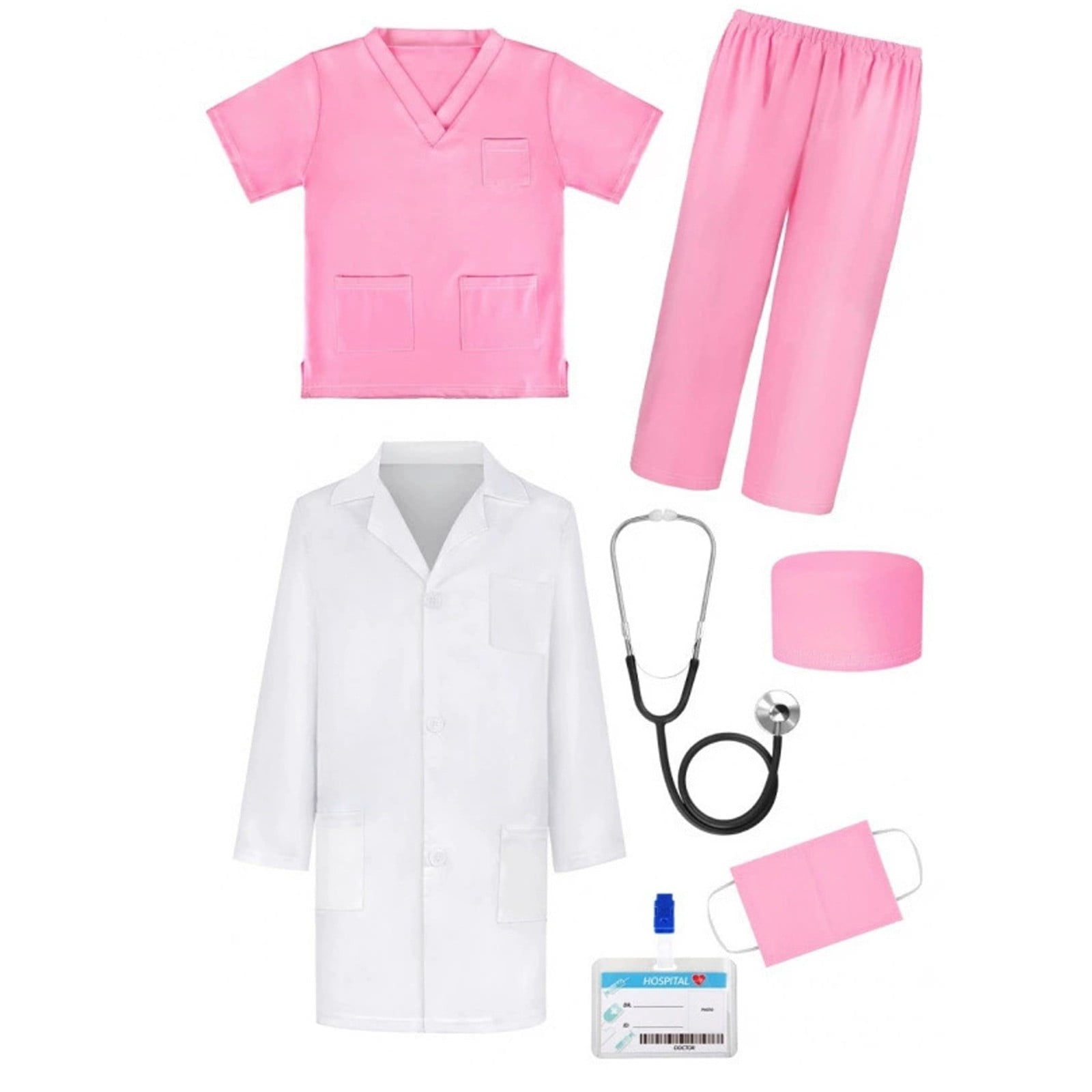 MEZZALL Children Lab Coat Doctor Play Dress Up Outfit (White, 4-5Y) k1vnn