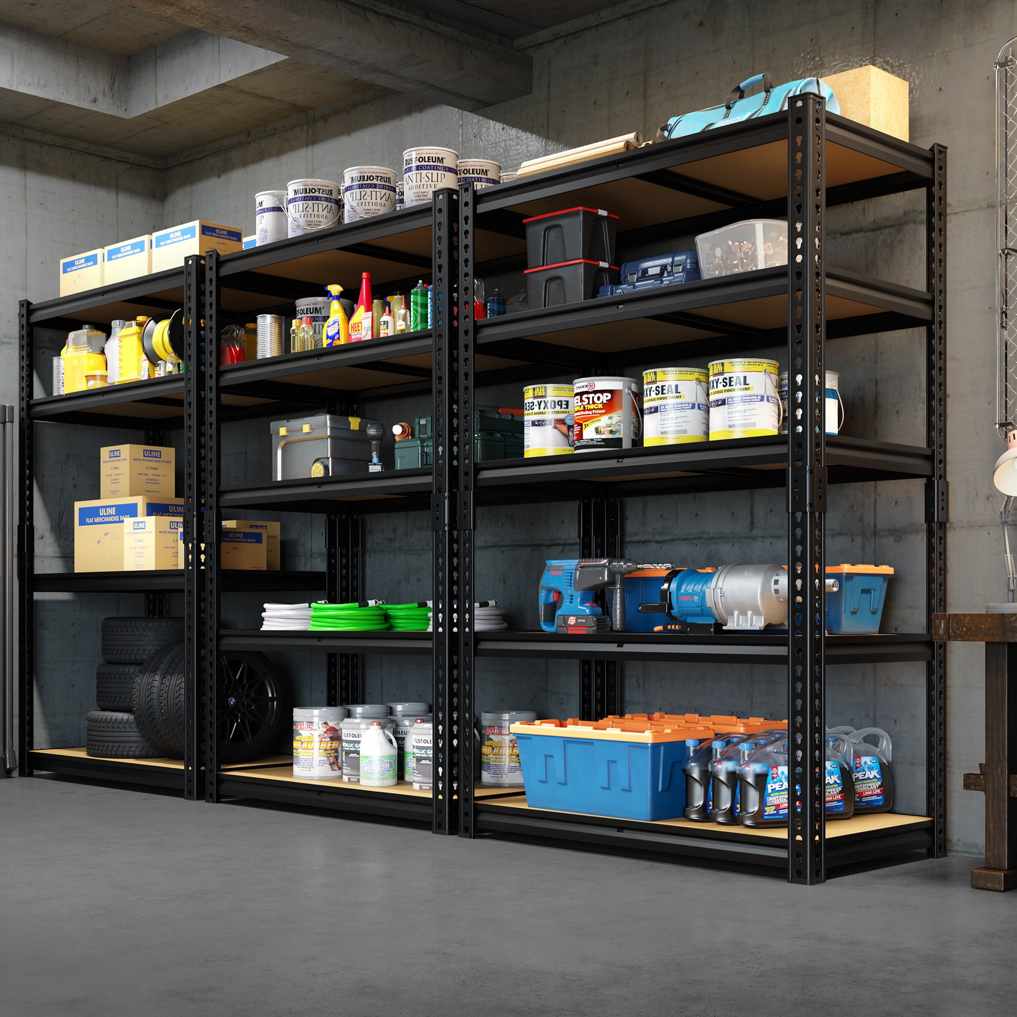 HOKEEPER 5-Tier Heavy Duty Garage Storage Shelving Unit (Black, 35.43 in W x 15.74 in D x 72.05 in H) 9vvsf