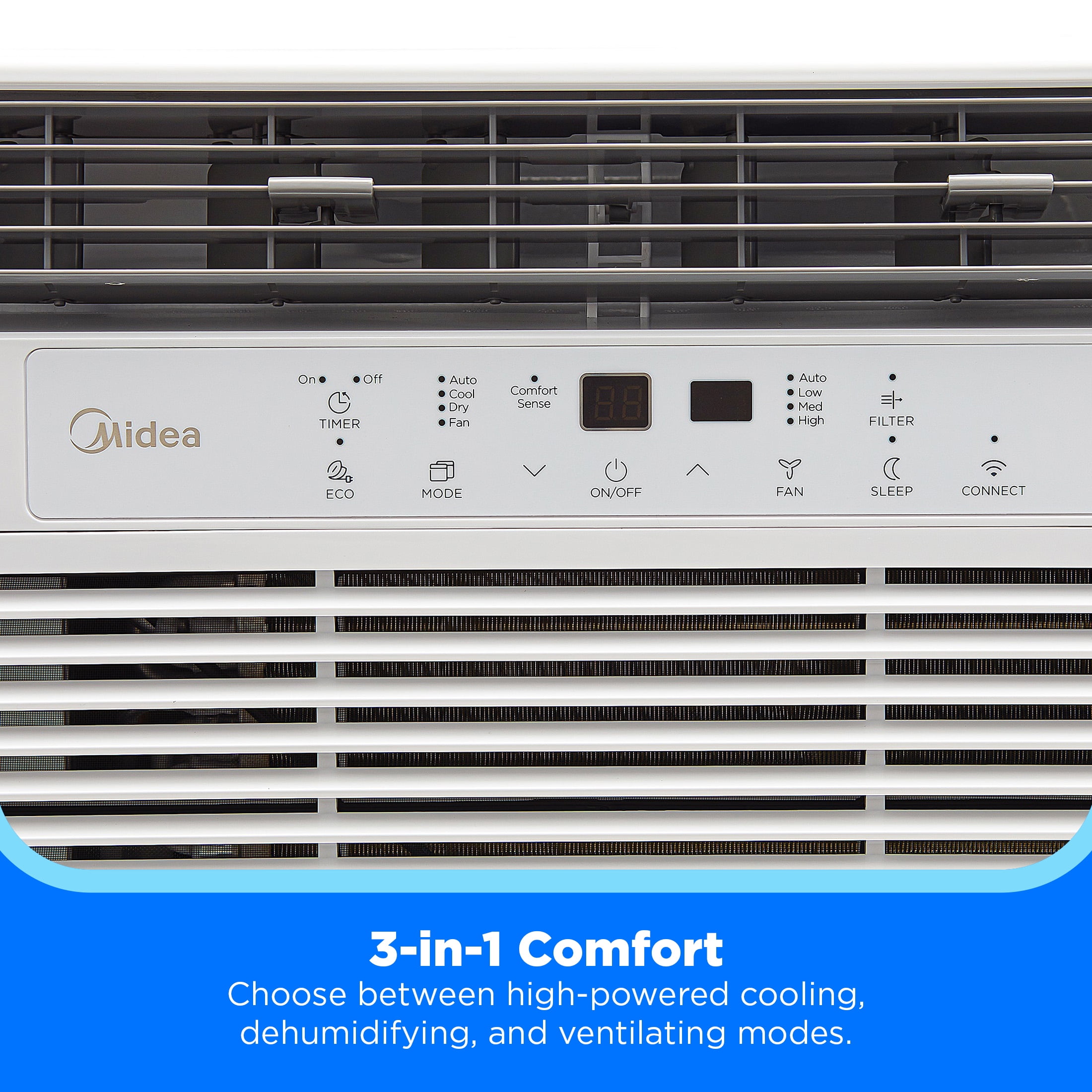 Midea 8,000 BTU Smart Window Air Conditioner with Comfort Sense Remote (White, 350 Sq. ft.) 9zpng
