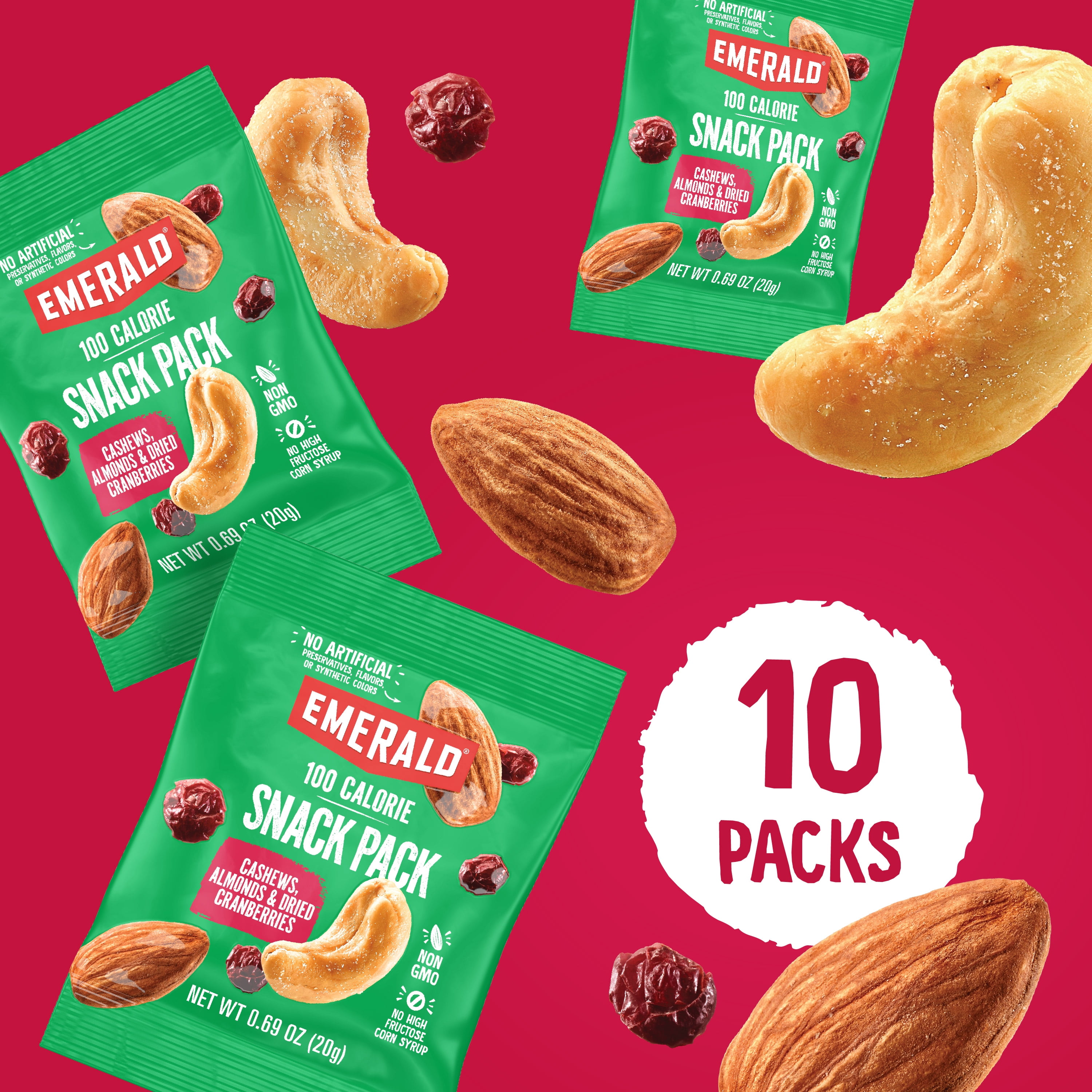 Emerald Cashews & Almonds with Dried Cranberries Snack Mix (10 Ct, 6.9 oz) risqj