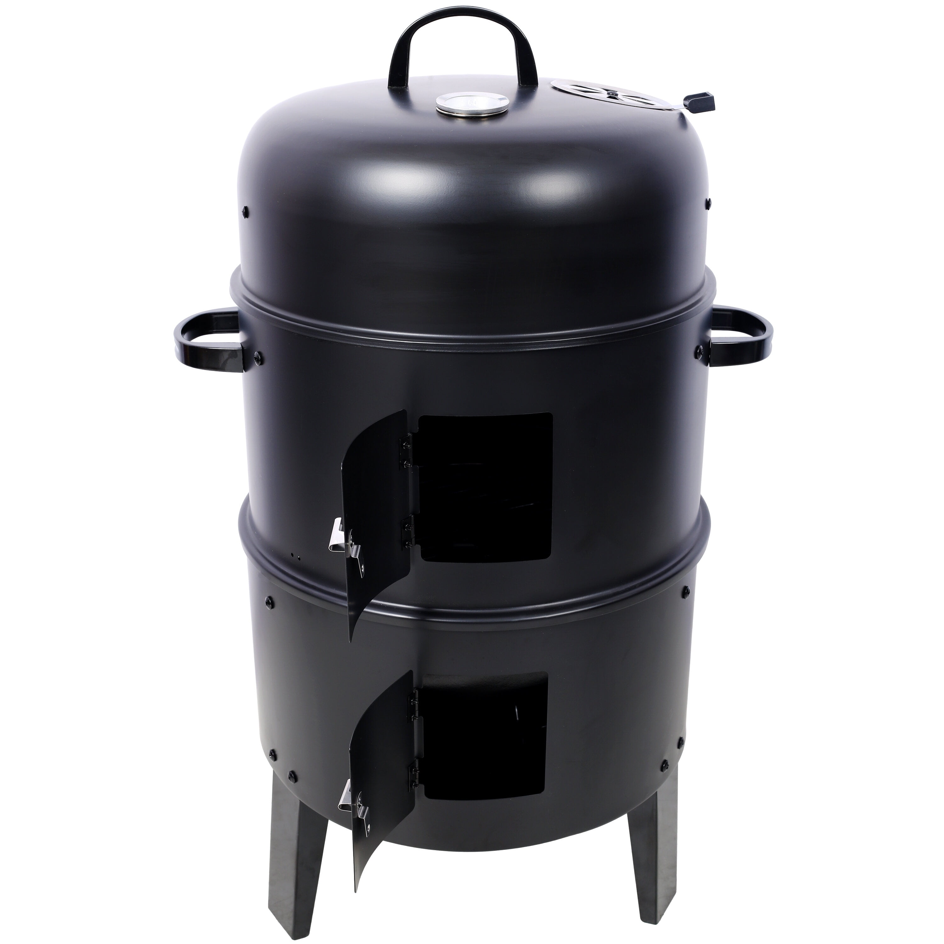 PuppyCheer 16 in Charcoal Smoker Grill, Portable Vertical Wood Smoker for Backyard BBQ (Black, 32.6 in Height) ftcu0