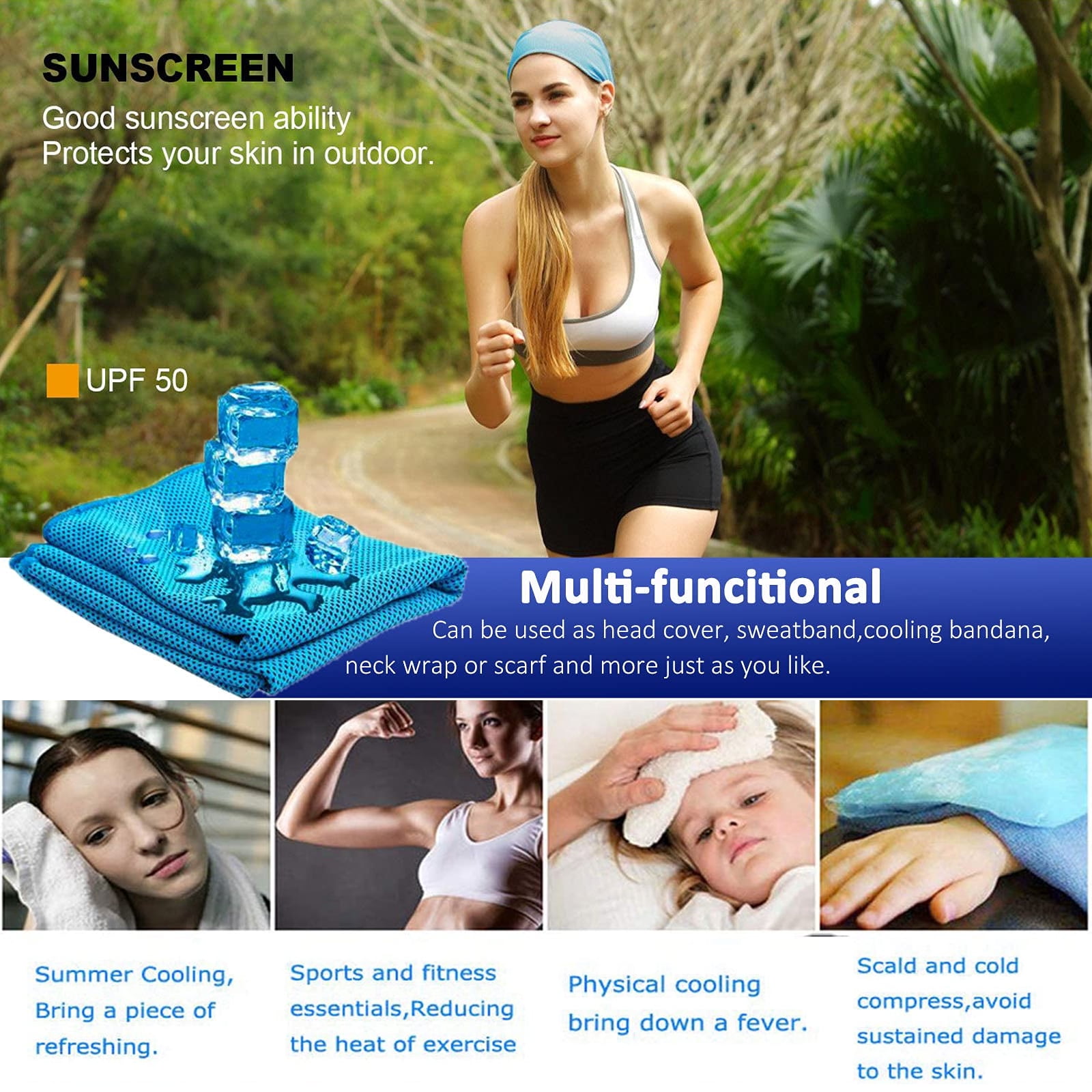 COCOBELA Microfiber Cooling Towels for Sports and Fitness (4 Pack, 40 in x 12 in) vv9pa