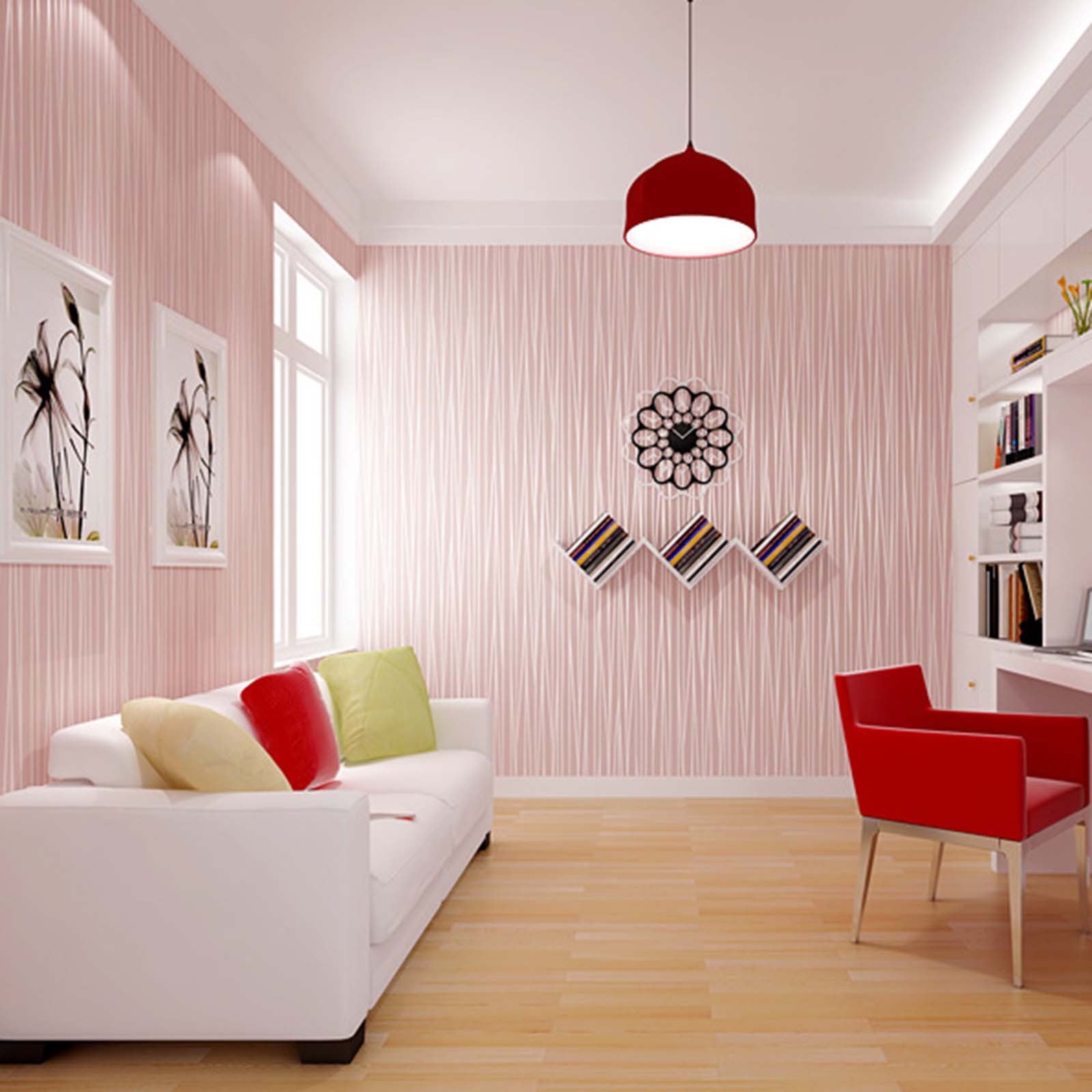 Lksixu Embossed Stripes Wallpaper, 3D Textured Peel and Stick Contact Paper for Home Decor (Pink, 21 in x 33 ft) g40f2