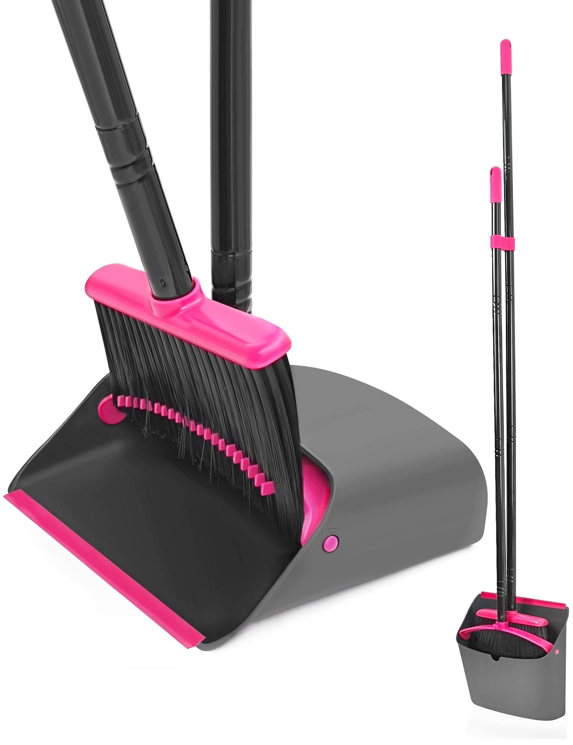 JEHONN Broom and Dustpan Set with Long Handle (Rose Red, 52.4 in) eig8u