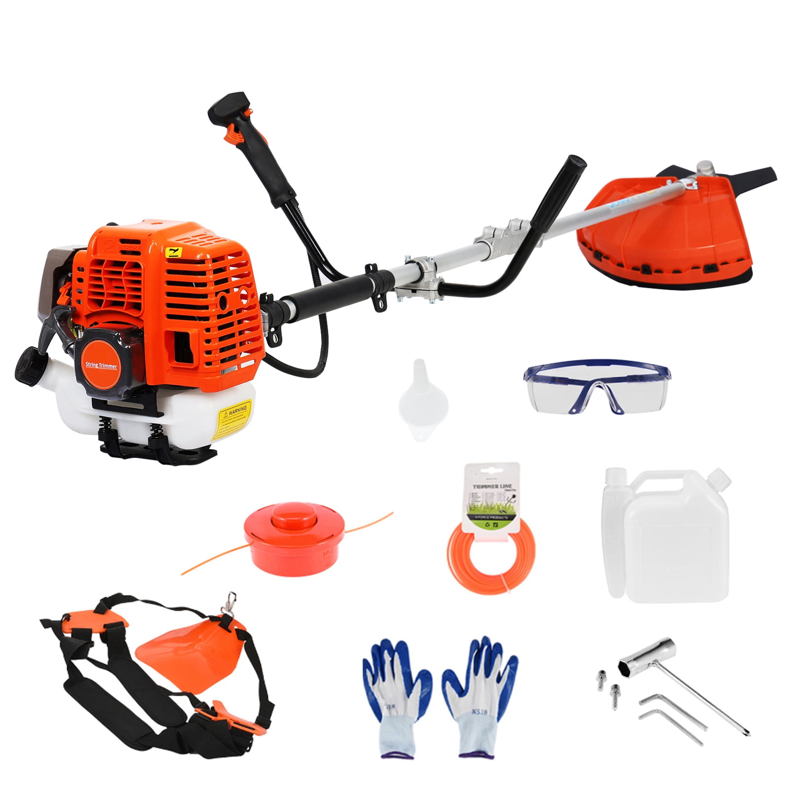 Postuois 52cc 2-Stroke Gas String Trimmer and Brush Cutter (Orange, 10 in) 2yhzp