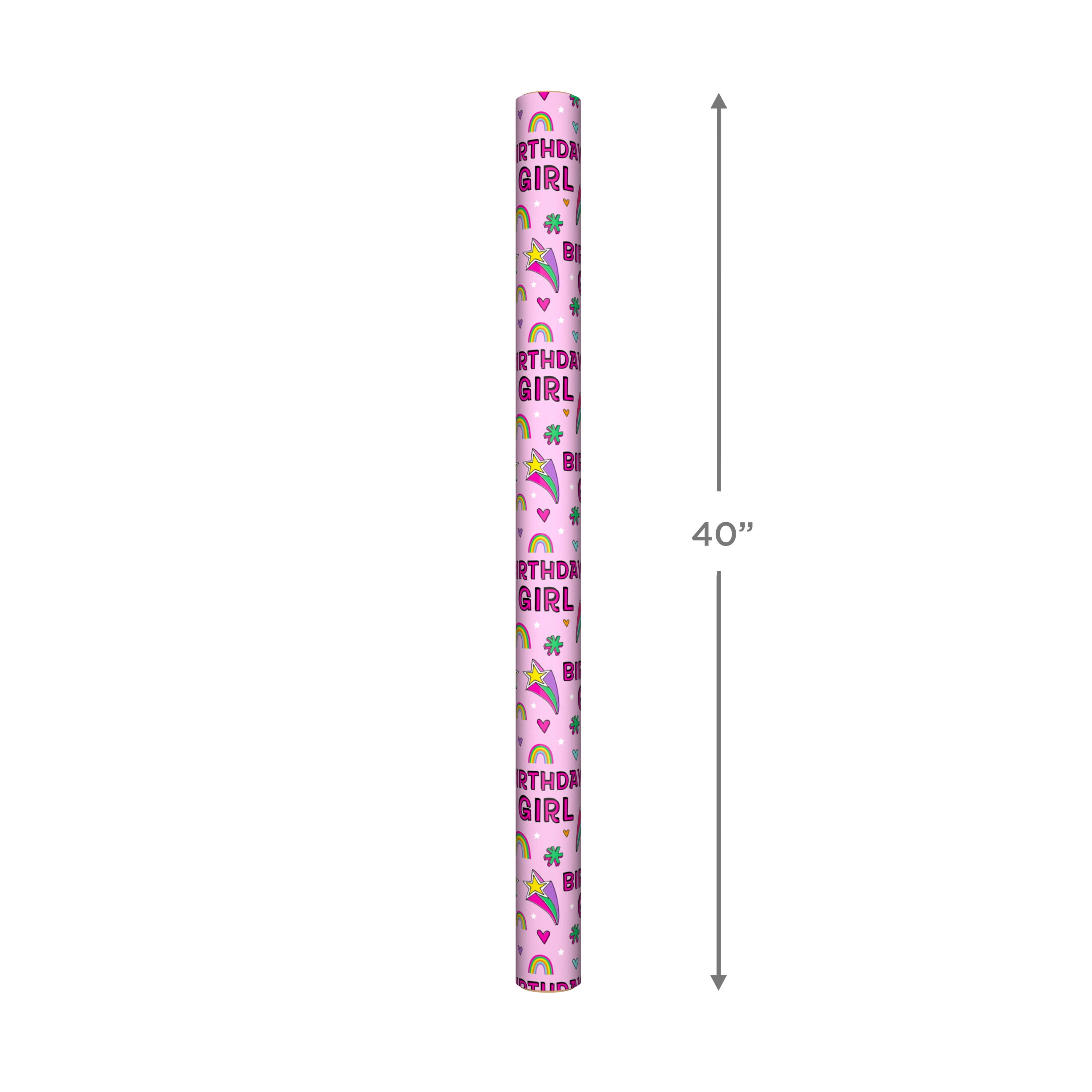 Hallmark Birthday Girl Gift Wrapping Paper (Pink, 35 sq. ft.) 3dzun