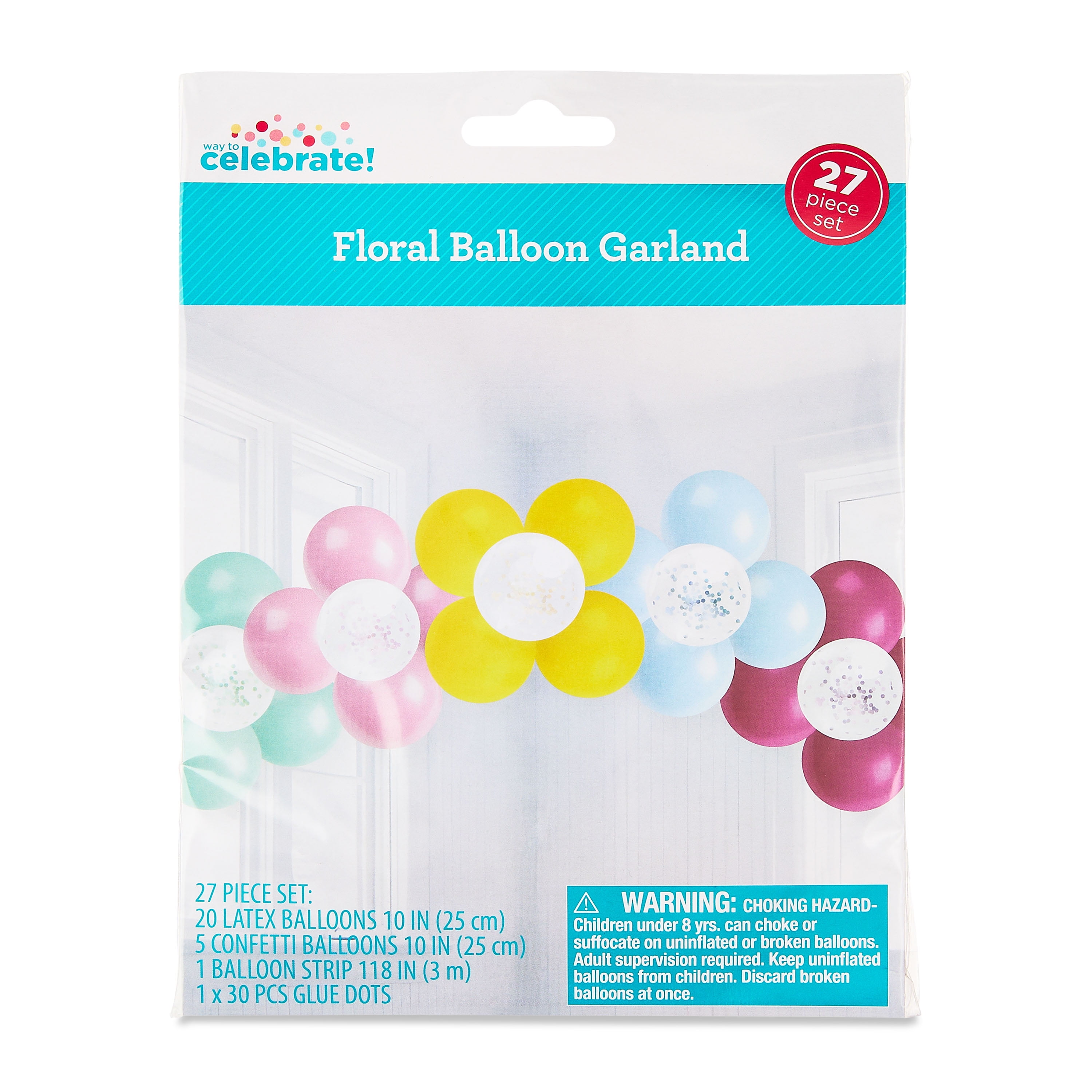Way To Celebrate Flower Latex Balloon Garland Kit (Multicolor, 27 Pieces) voi3u