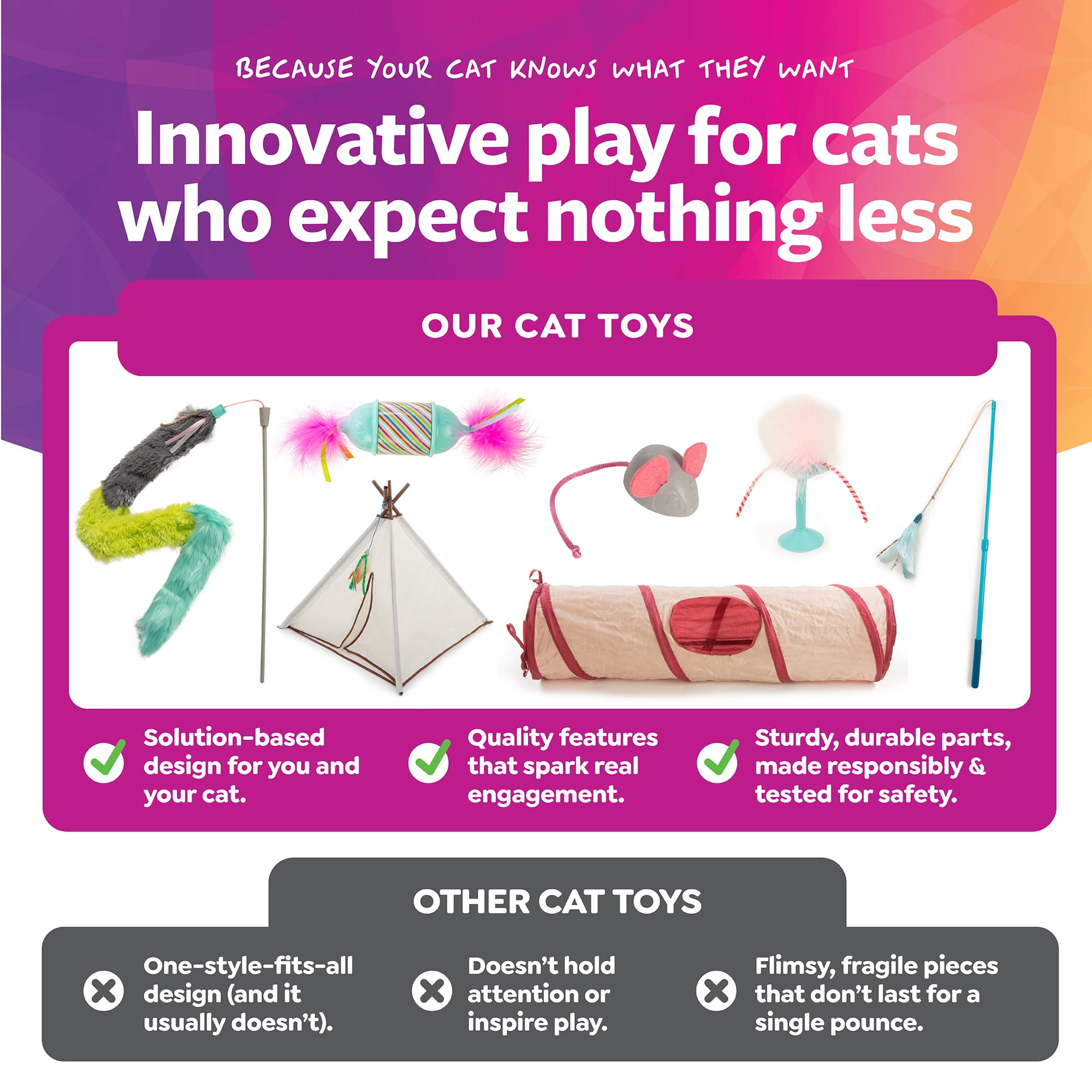 SmartyKat Crazy Catch Interactive Wand Cat Toy with Breakaway Plush Tails (Gray/Blue, 30 in) lygt2