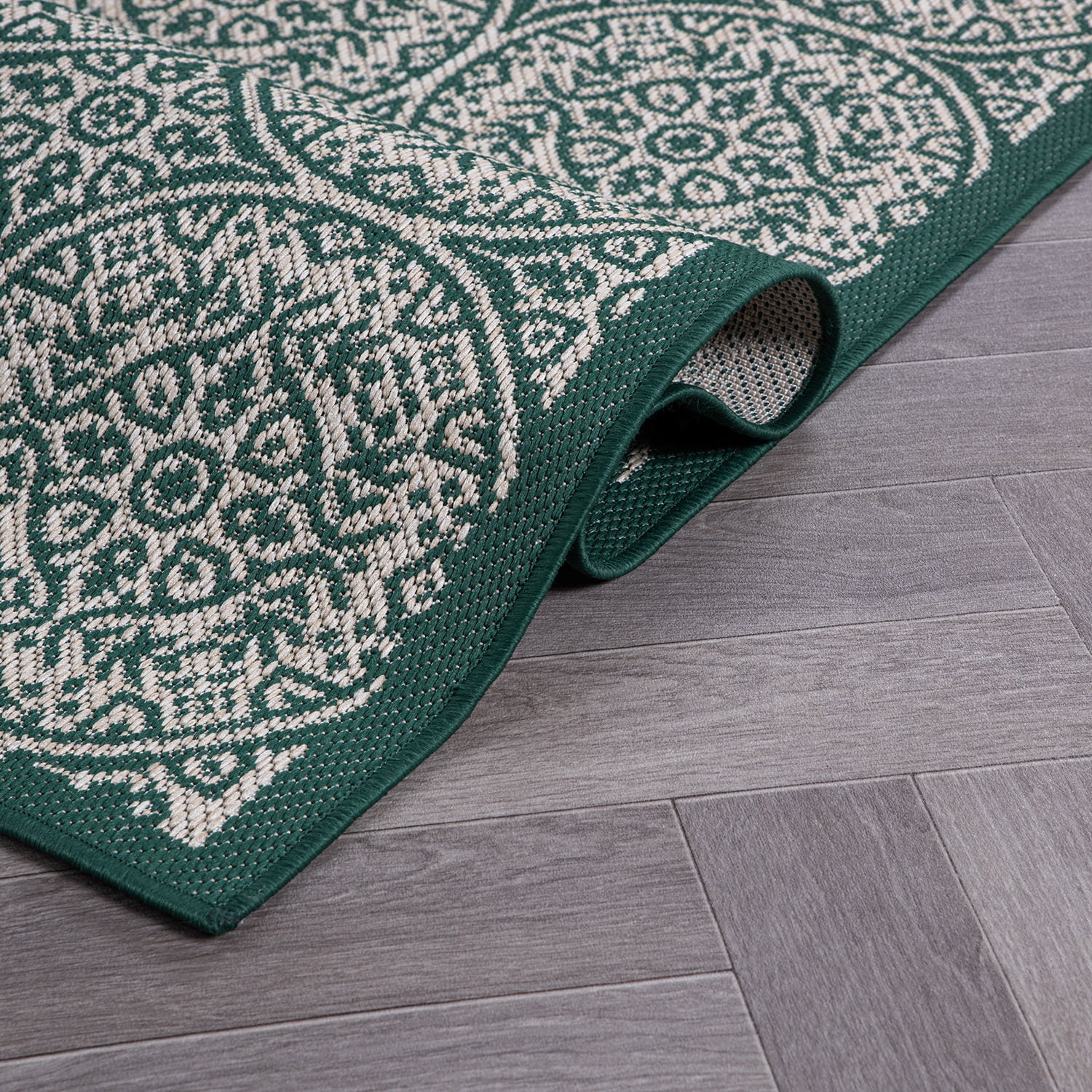 World Rug Gallery Transitional Floral Circles Indoor/Outdoor Area Rug (Green, 5 ft x 7 ft) j5wii