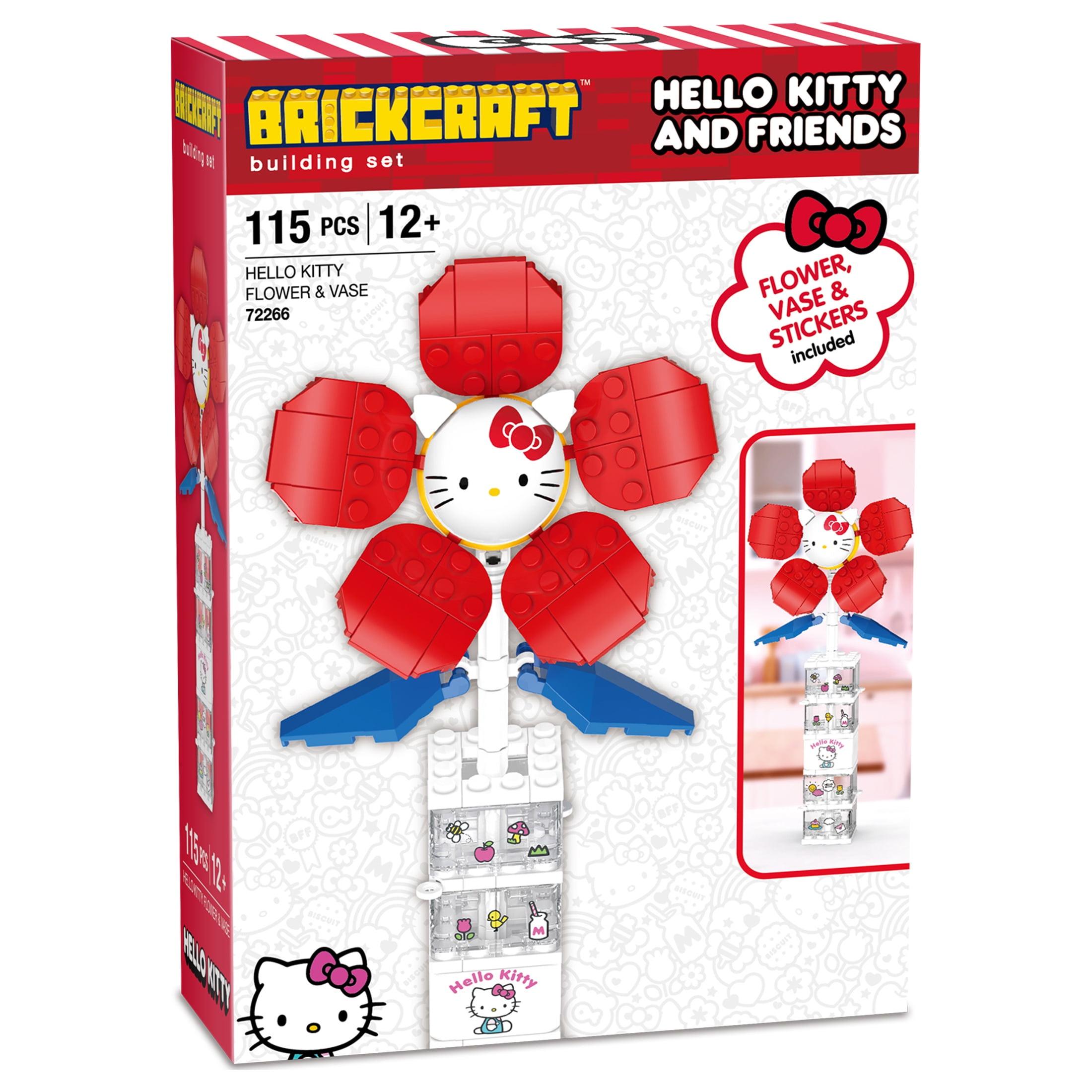 Brickcraft Hello Kitty Flower & Vase Building Kit (Decorative Floral Bouquet Set, 115 Pieces) tn9hd