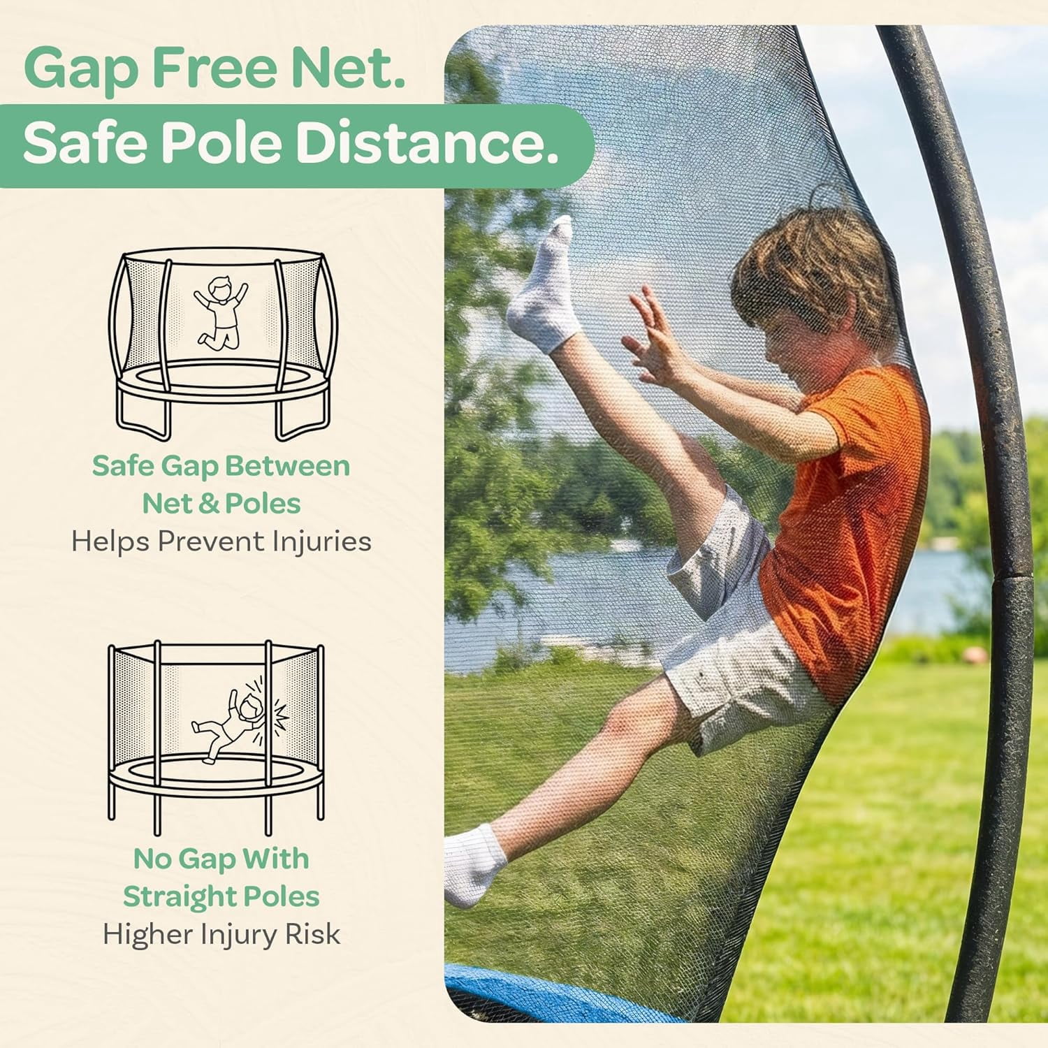 JoyBerri Outdoor Trampoline with Safety Enclosure, Ladder, LED Lights & Sprinkler (Blue, 15 ft) r0idr