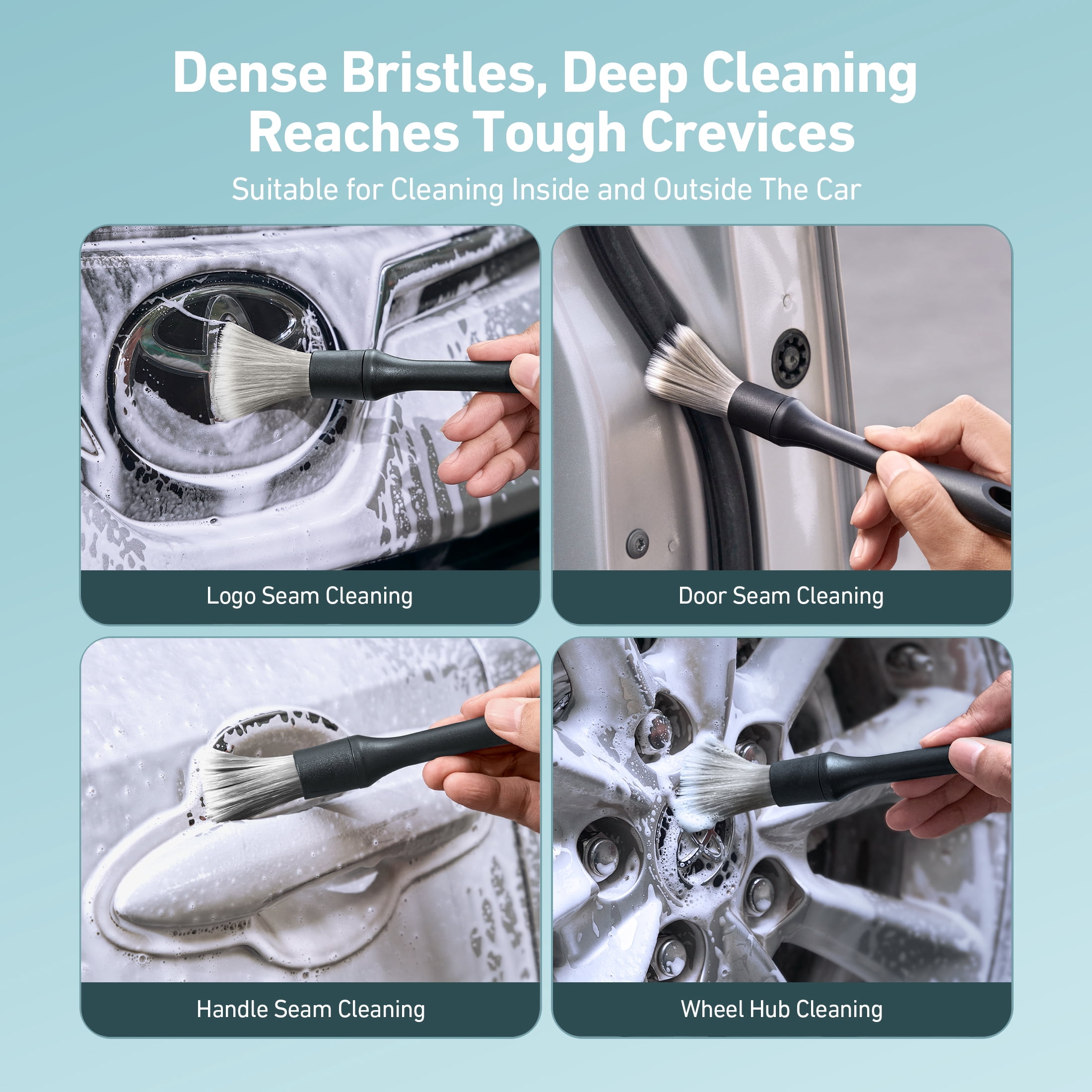 AstroAI Car Wash Kit and Detailing Brush Set (Blue, 9-Piece) 5b1nn
