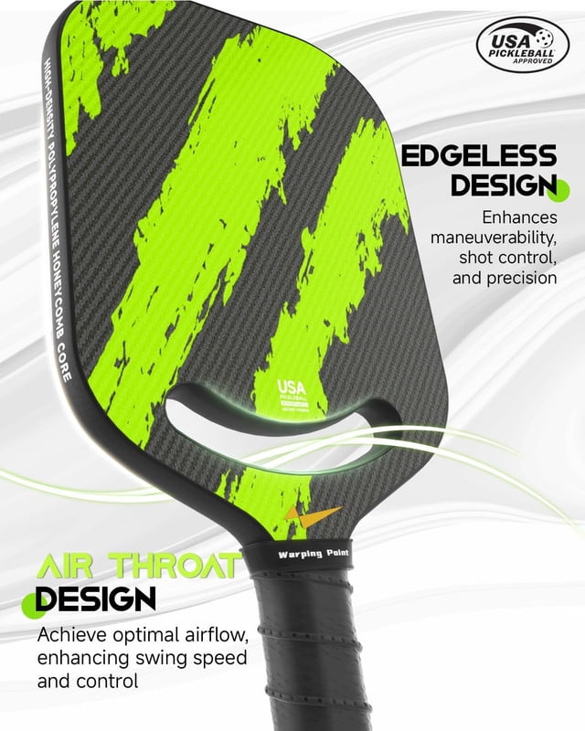 Warping Point Ascent Pickleball Paddle (Green, 4.9 in Handle) w89sn