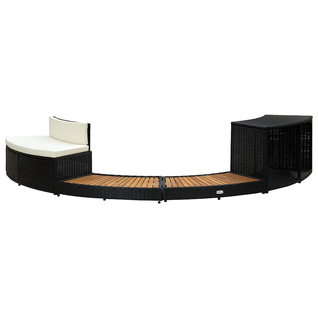 vidaXL Spa Surround Furniture Set with Poly Rattan and Acacia Wood (Black, 113.8 in x 48.8 in x 22 in) wllza
