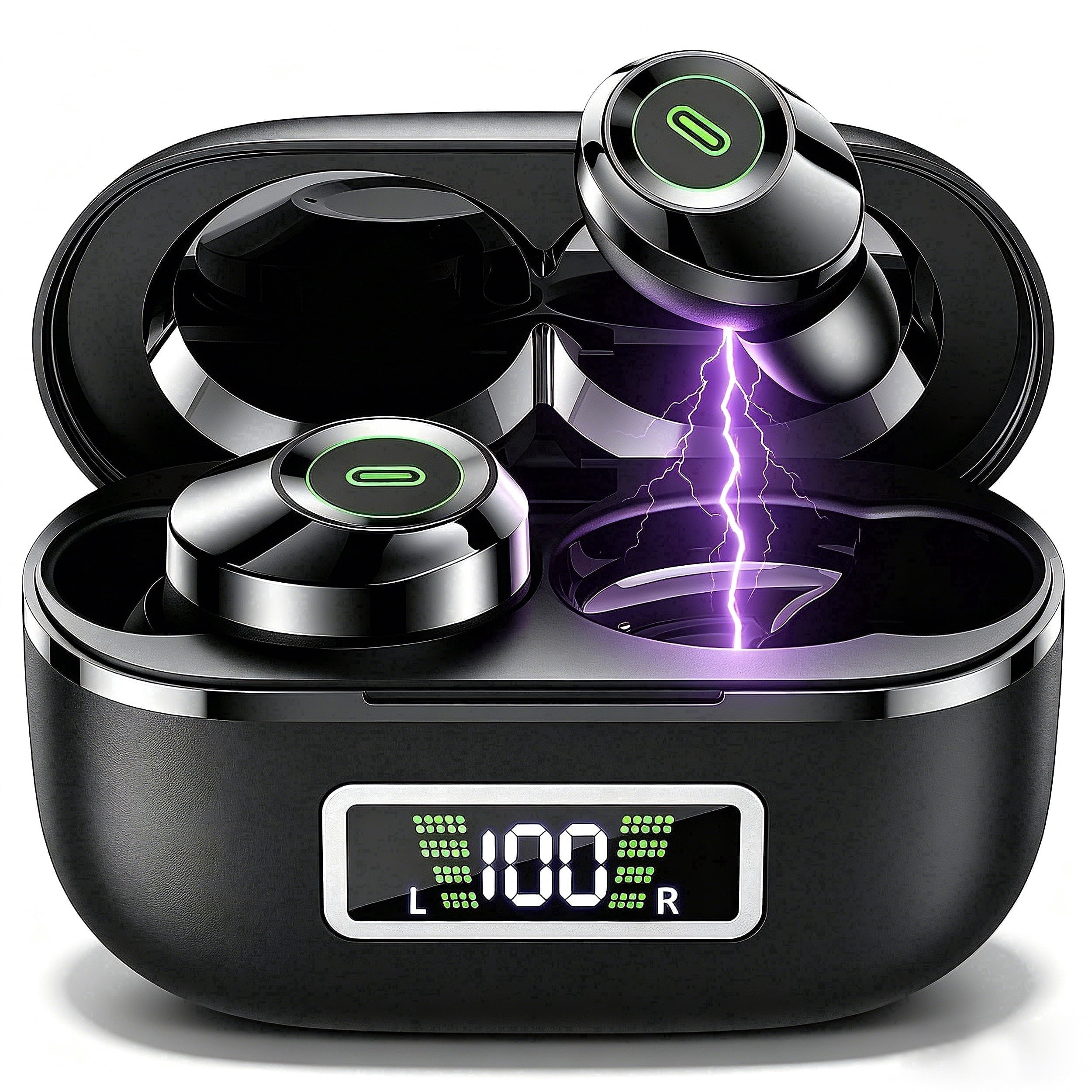 MOYAWSDGN Wireless Earbuds Bluetooth Headphones with Noise Cancelling and 3D HiFi Stereo (Black, 1 Pair) mh268