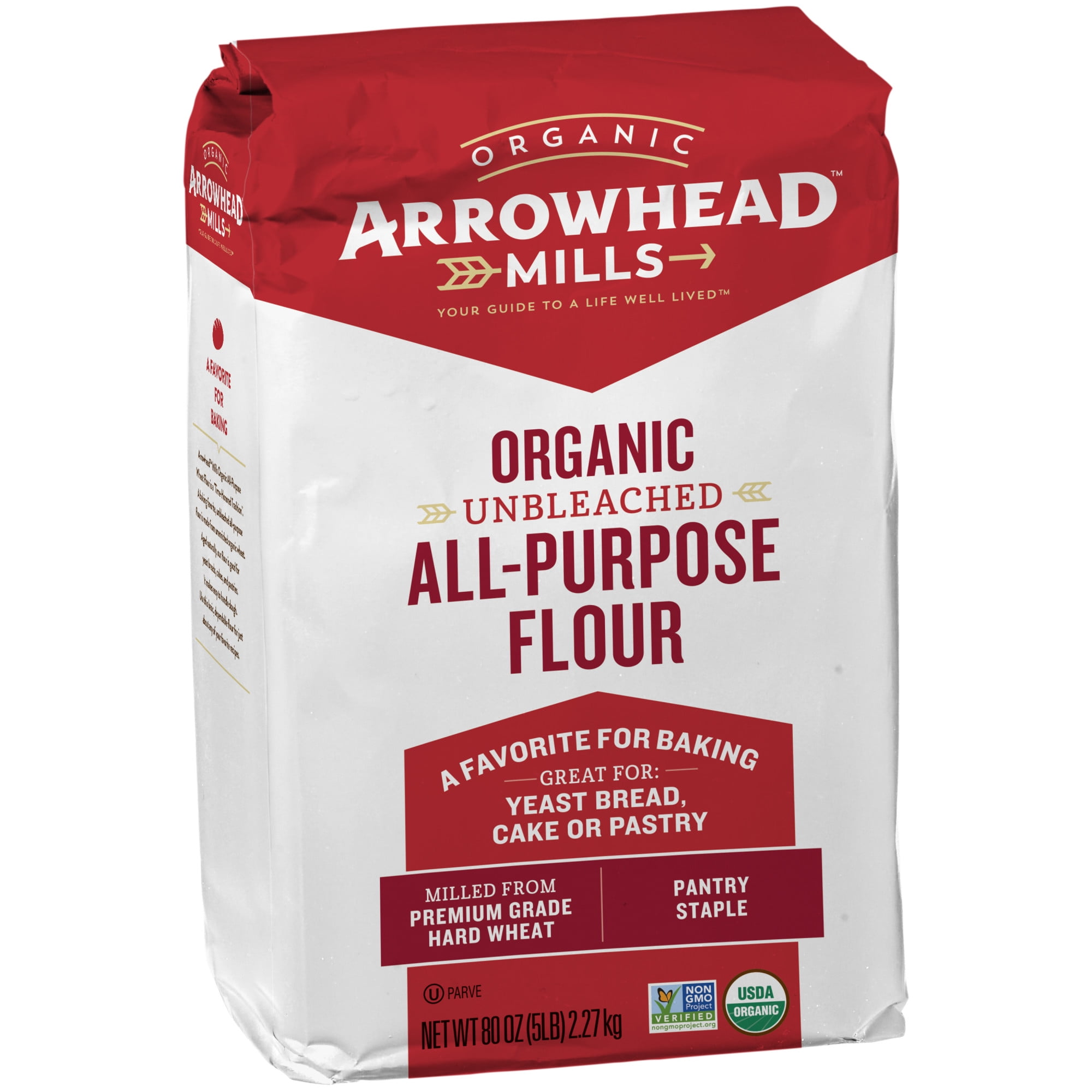 Arrowhead Mills Organic All Purpose Flour, Unbleached Baking Ingredient (5 lb) csw21